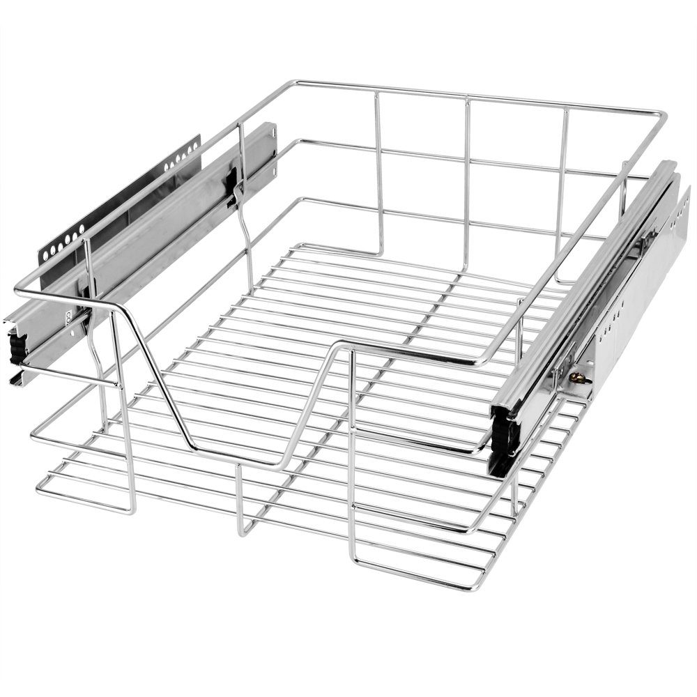 Casaria Schubkasten, 40 cm Verchromt 25kg Belastbar Korbauszug Vollauszug Montagematerial