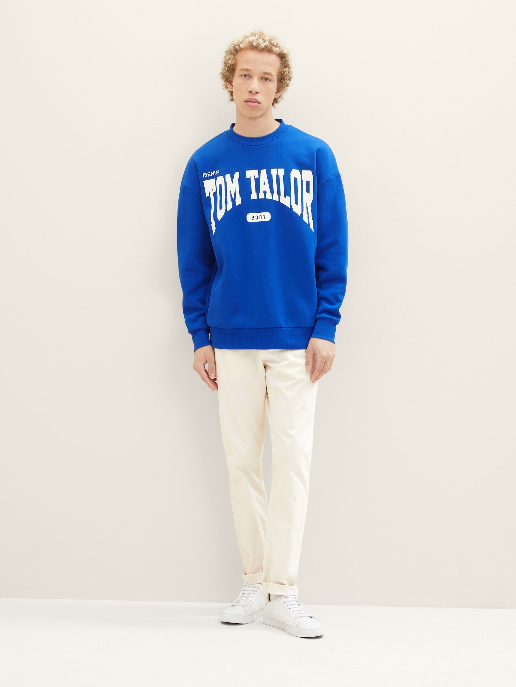 blue Print mit Denim shiny TAILOR TOM royal Logo Sweatshirt Hoodie