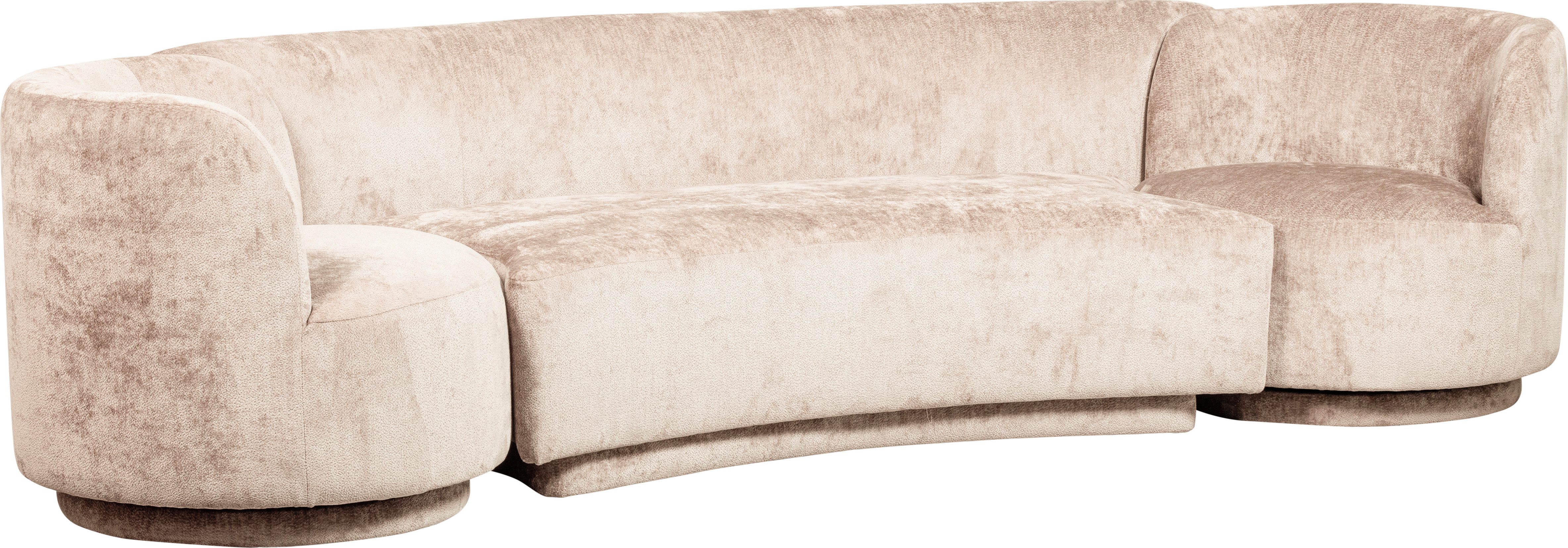 WOOOD Loungesofa Combi-Popular: Bank + Sessel, mit grobem Chenille gefüttert, Breite 370 cm
