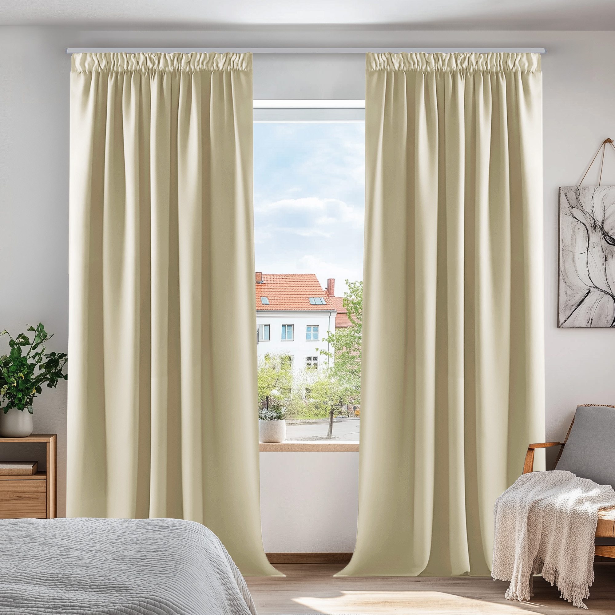 Deconovo Verdunkelungsvorhang Gardinen mit Kräuselband Blickdicht günstig online kaufen