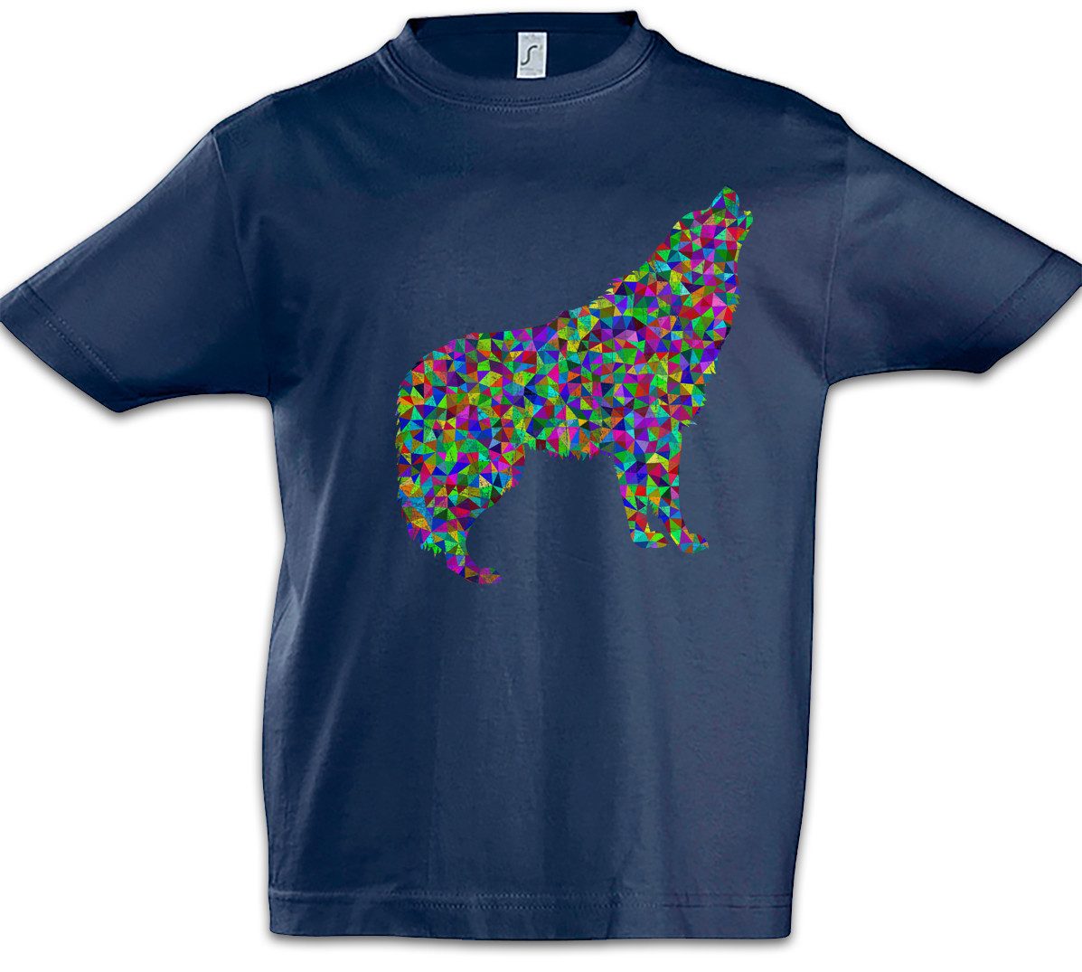 Print-Shirt Colored Wolf Kinder T-Shirt Wolves Wolfsrudel Wölfe Toon Cartoon Comic