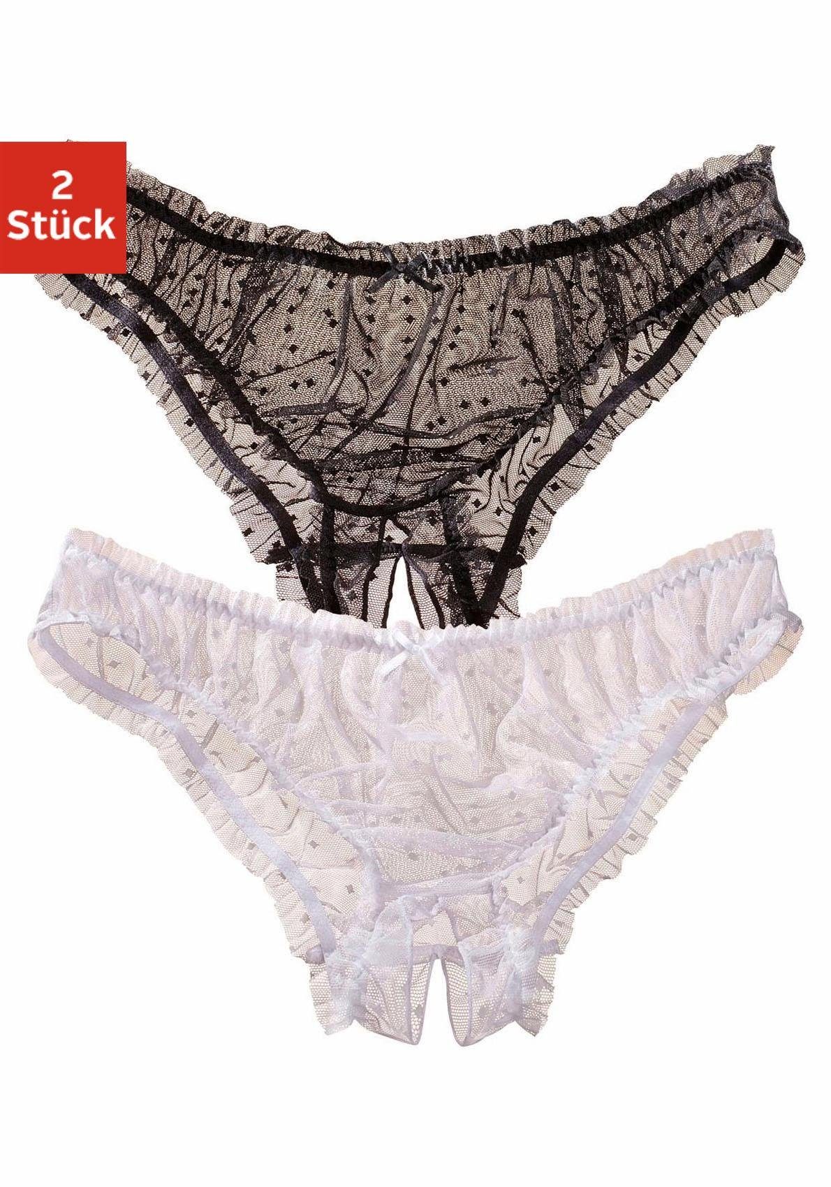 und Slip-Ouvert Rüschensaum Pünktchenmuster gold fleur (2-St) mit petite