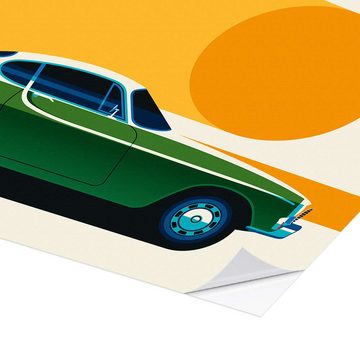 Posterlounge Wandfolie Bo Lundberg, Green vintage sports car side, Lounge Digitale Kunst
