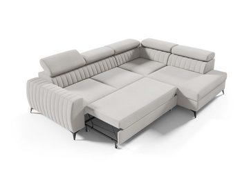 Furnix Sofa Ecksofa MEGGIE Polstercouch mit Schlaffunktion Bettkasten Auswahl, Maße: B270 x H95 x T200 cm, Liegefläche: 130 x 204 cm