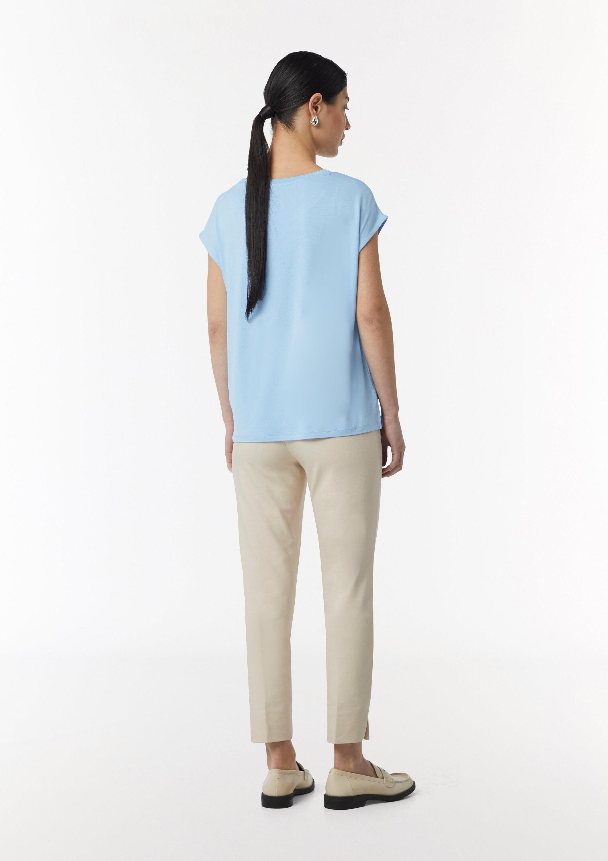 comma Kurzarmshirt T-Shirt Blusenshirt mit Satin-Front