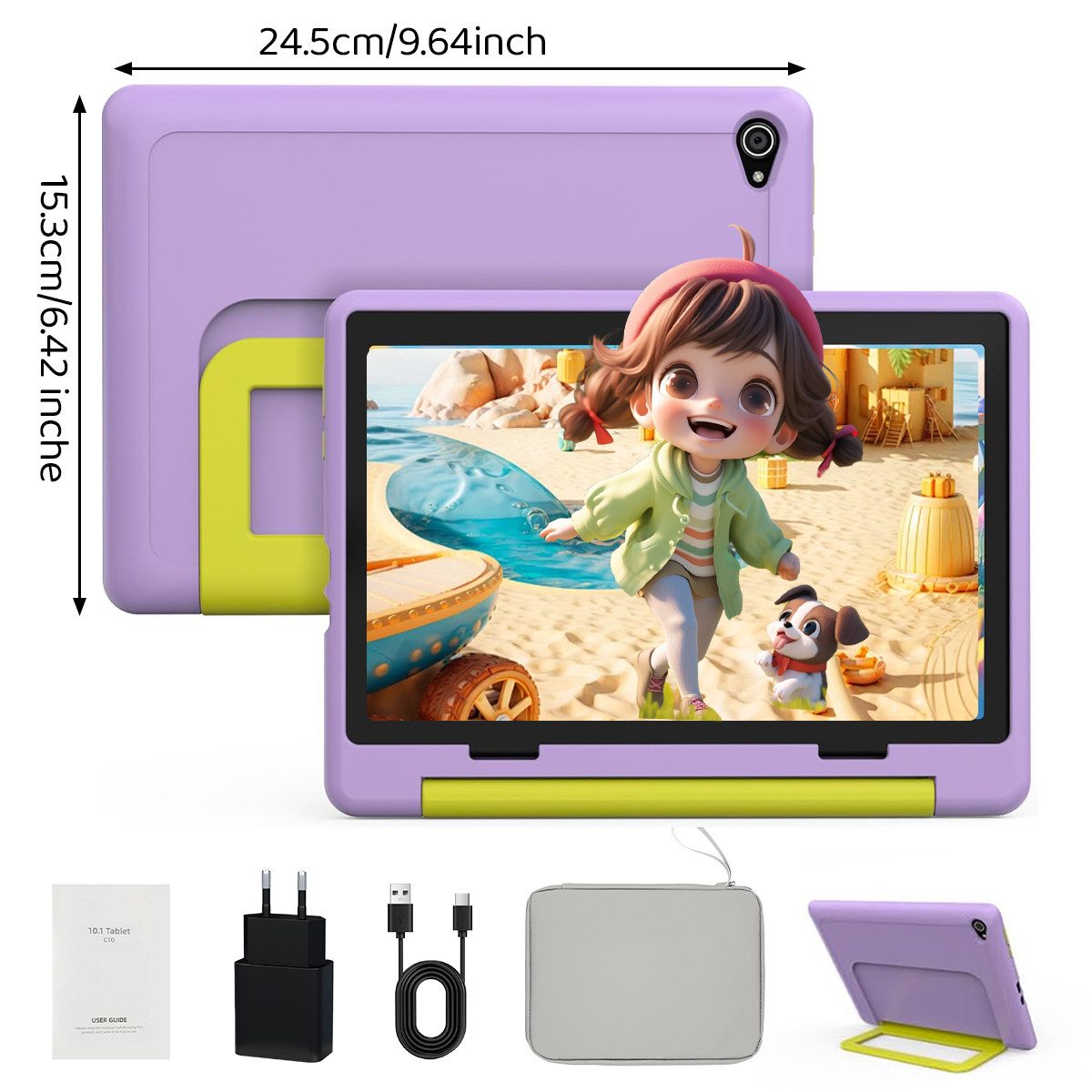 BUFO Kinder Lern-Tablet mit Elternkontrolle 10'' Android 16, 64GB Tablet (10", 64 GB, Android 16, Kids Bumper blau)