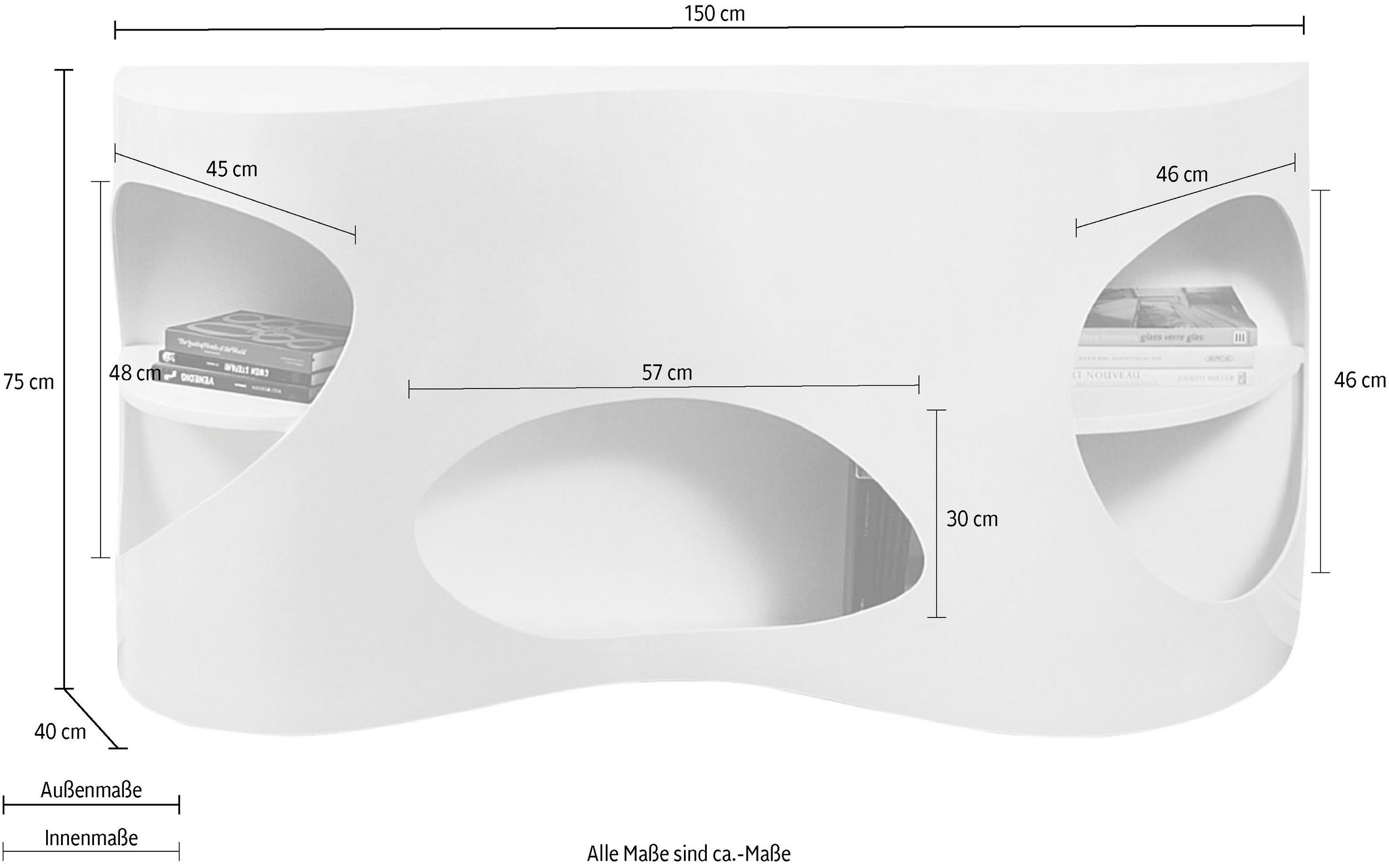 Sideboard DESIGN Kommode Made in Germany von SALESFEVER - Maße