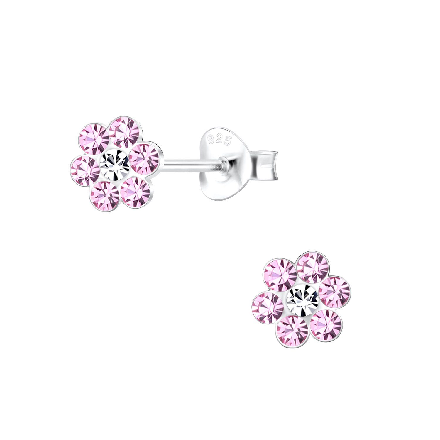 ALEXANDER YORK Paar Ohrstecker BLUME Kristall rosa, 2-tlg., 925 Sterling Silber