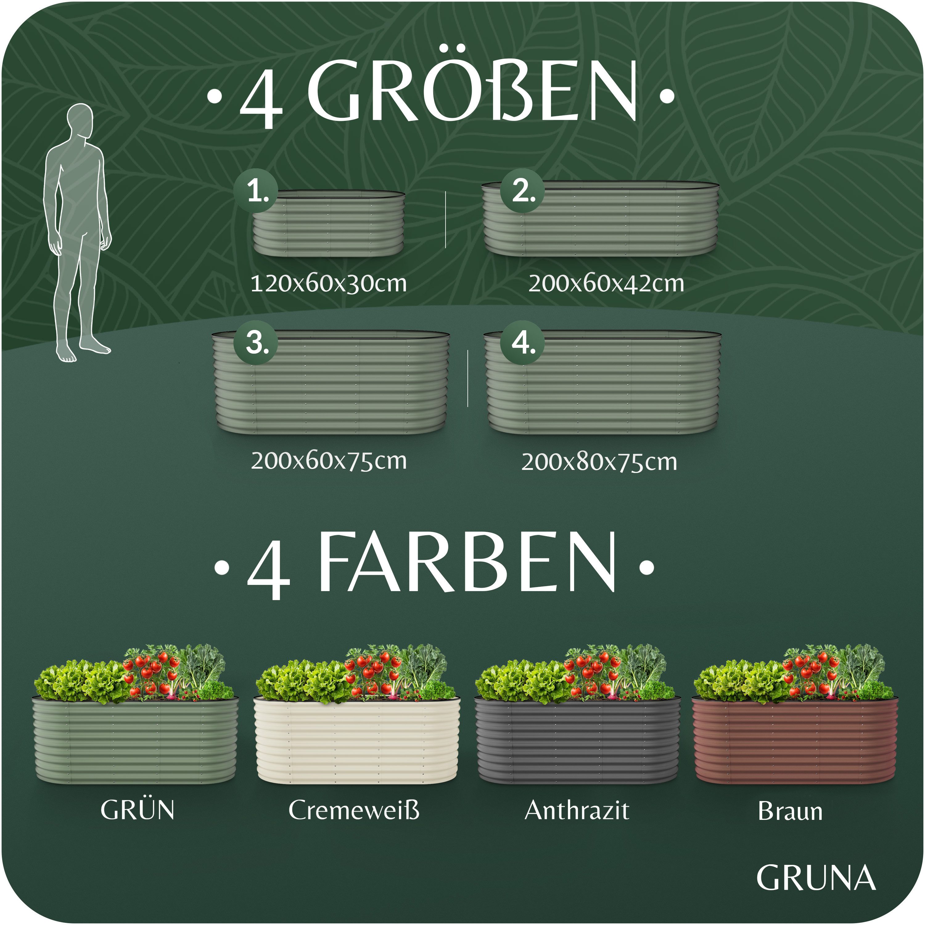 GRUNA Hochbeet GRUNA - Hochbeet Metall I 6 in 1 Modular Hochbeete-Kit – Bild 4 von 5