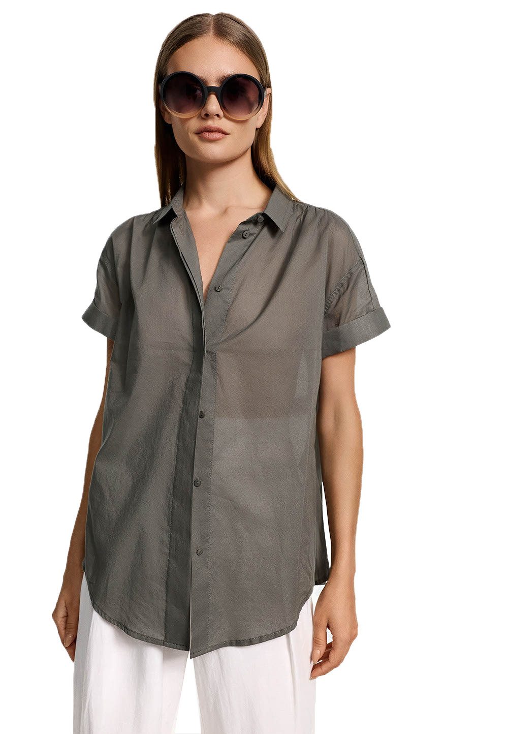 CATNOIR Kurzarmbluse Catnoir Bluse kurzarm - olive 42 (1-tlg)