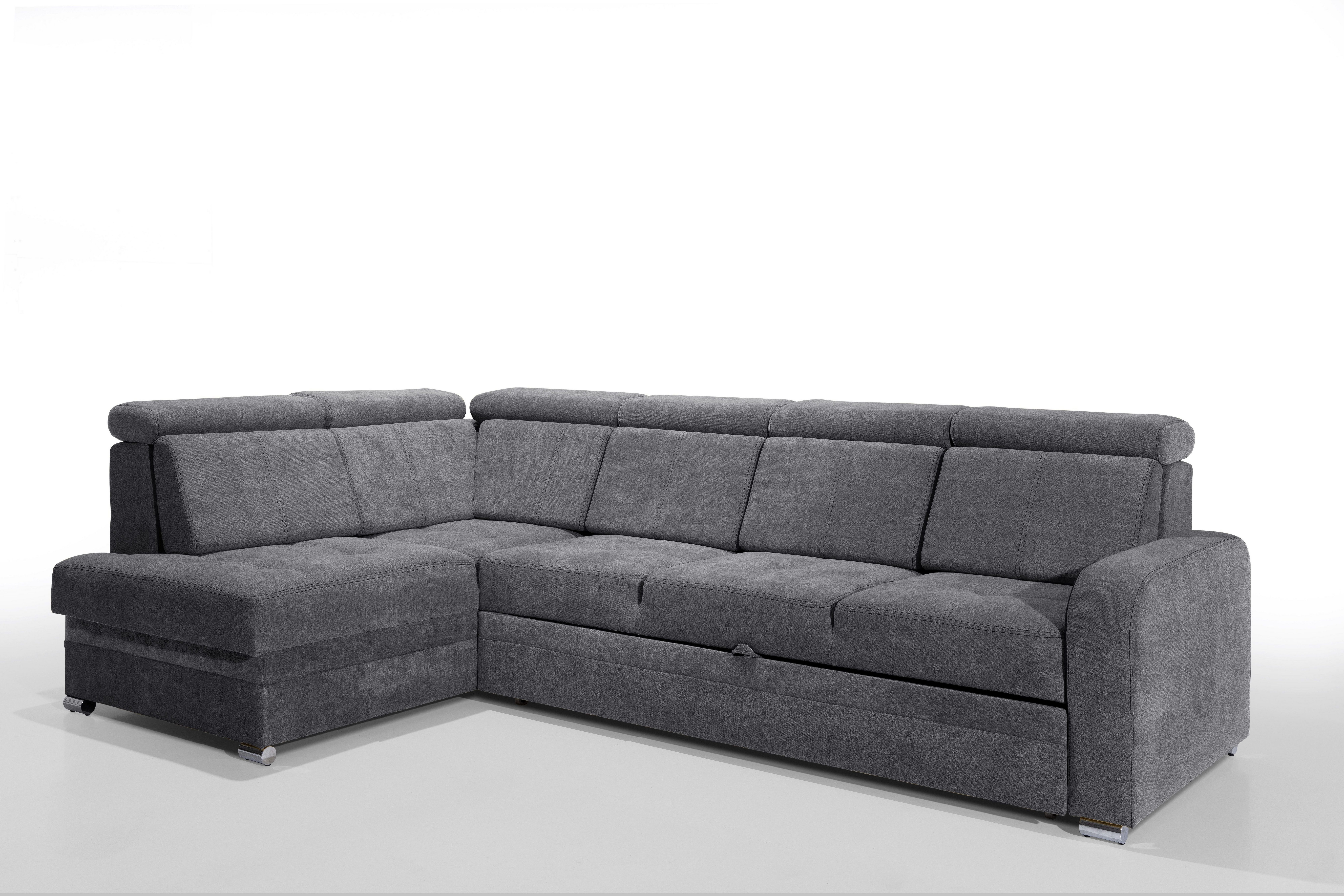 robin Ecksofa mit bettfunktion Eckcouch Kopfstützen mit Abnehmbare Rückenkissen