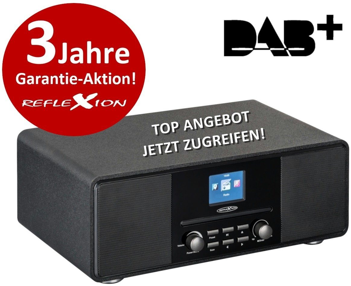Reflexion HRA19DAB Design DAB+ Radio mit TFT Farbdisplay Digitalradio (DAB) (Digitalradio (DAB), UKW-Radio, 160,00 W, UWK-Radio, AUX, CD-Player, Weckfunktion, Equalizer, Bluetooth)