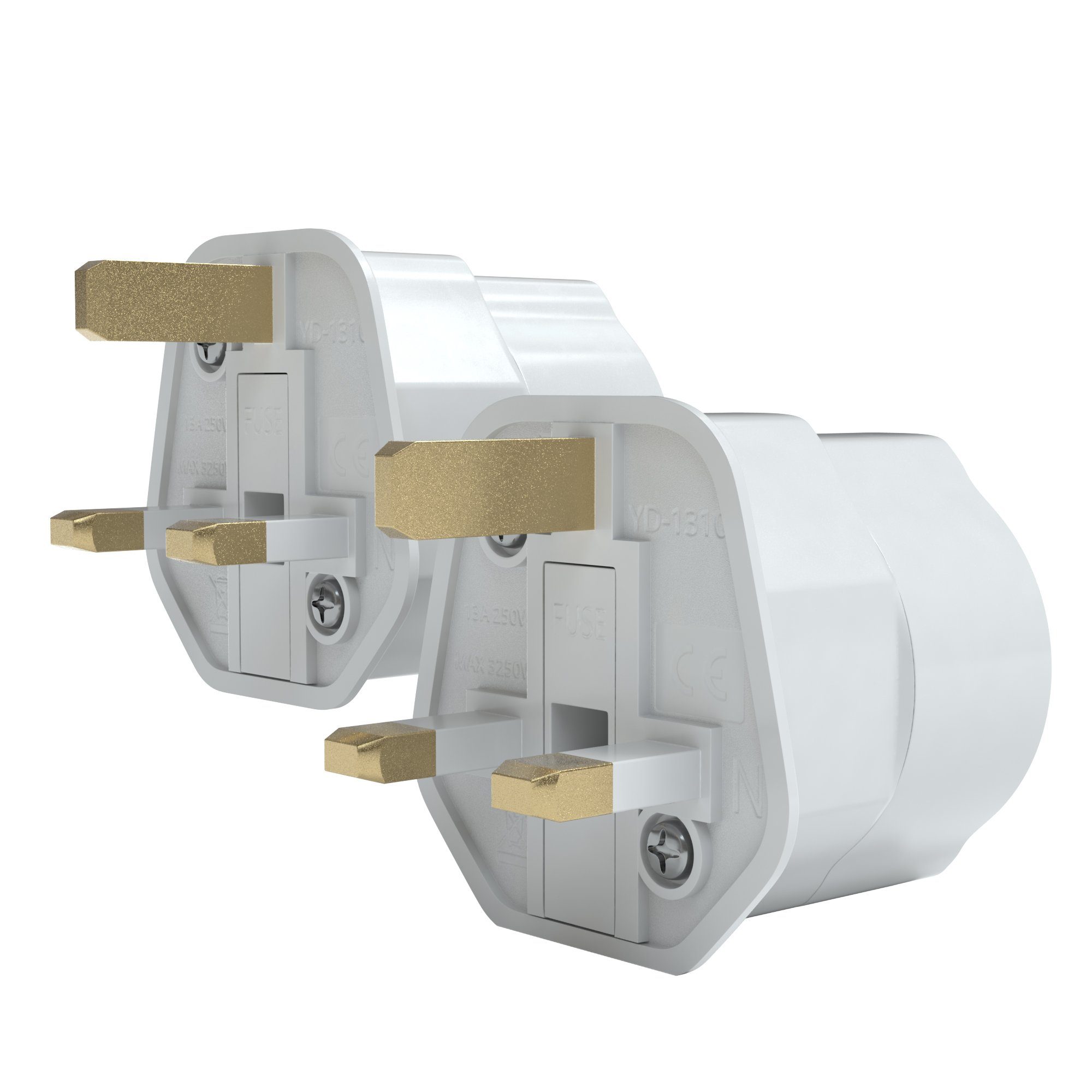 EAZY CASE 2x Travel Adapter UK Reiseadapter Stromstecker Stromadapter Typ G, 2er Set EU auf UK Adapter Strom England 3pin Buchse Netzadapter Weiß
