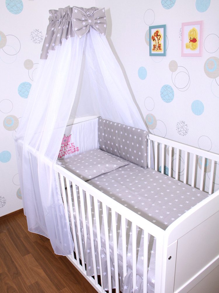Babybettwäsche Baby Bettset -5-6 teiliges Set mit Chiffon Himmel Nestchen - Princess