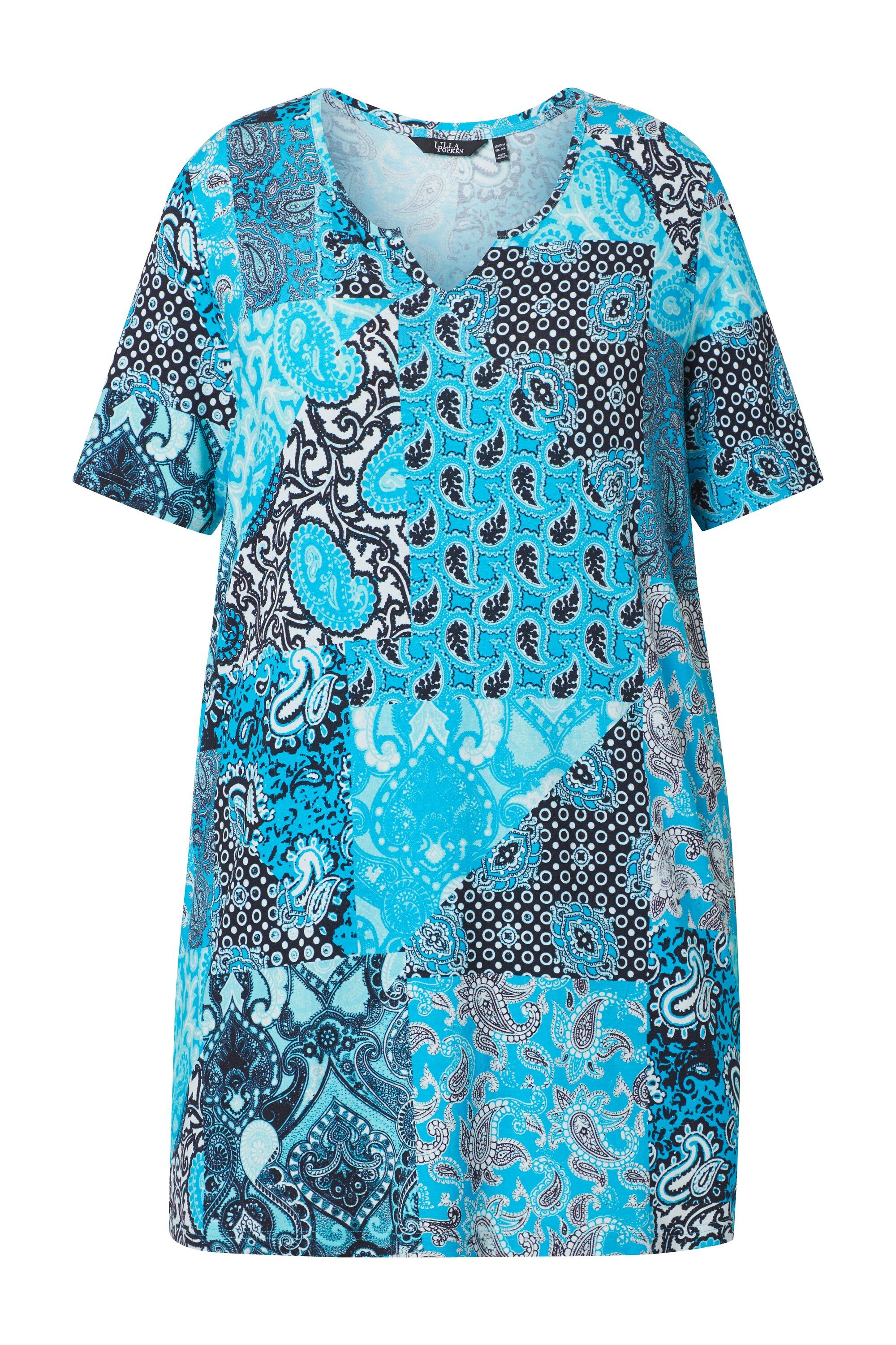 Ulla Popken Longshirt T-Shirt Patchmuster A-Linie Tunika-Ausschnitt günstig online kaufen