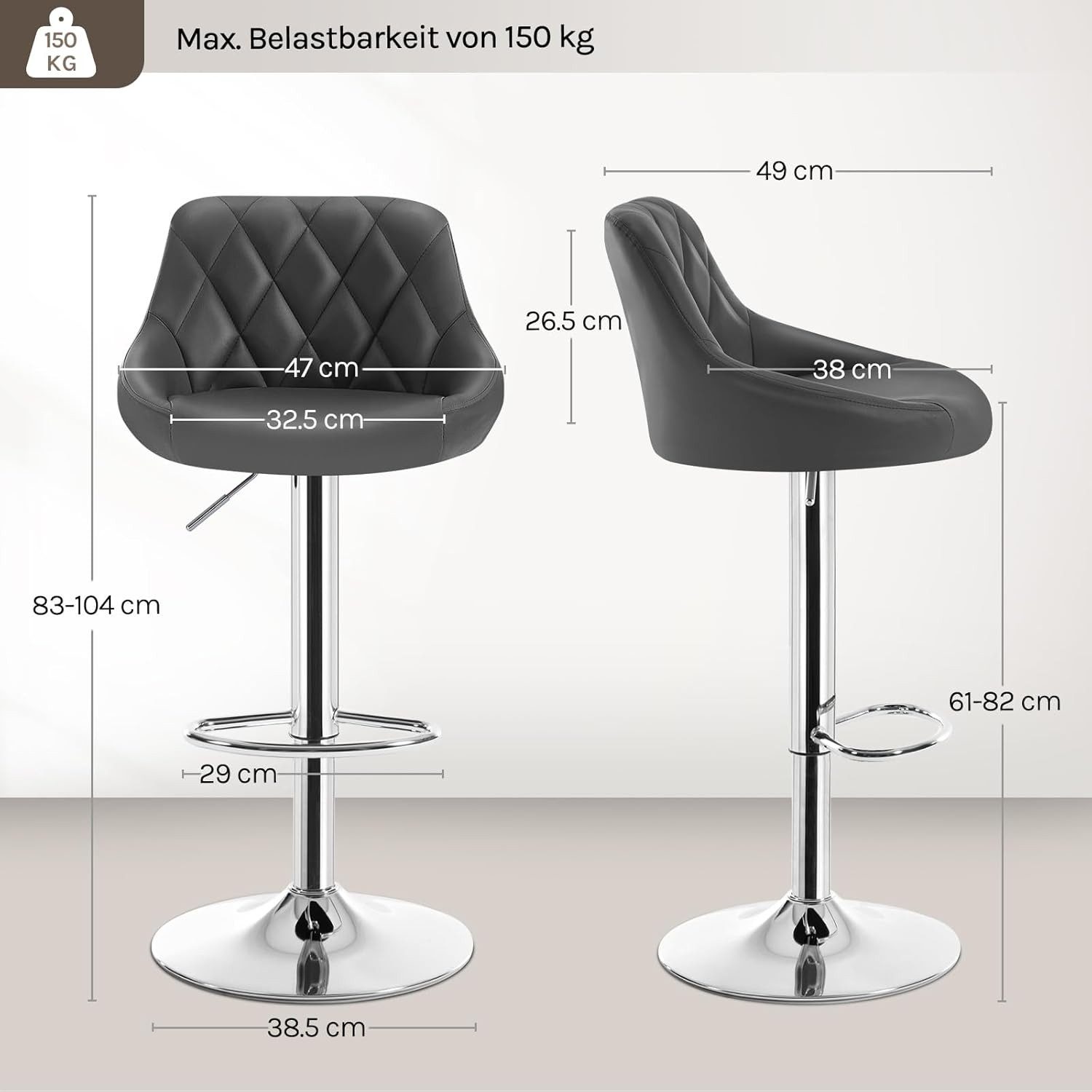 Woltu Barhocker (1 St), gepolsterte Sitzfläche Höhenverstellbar 360° Drehbar