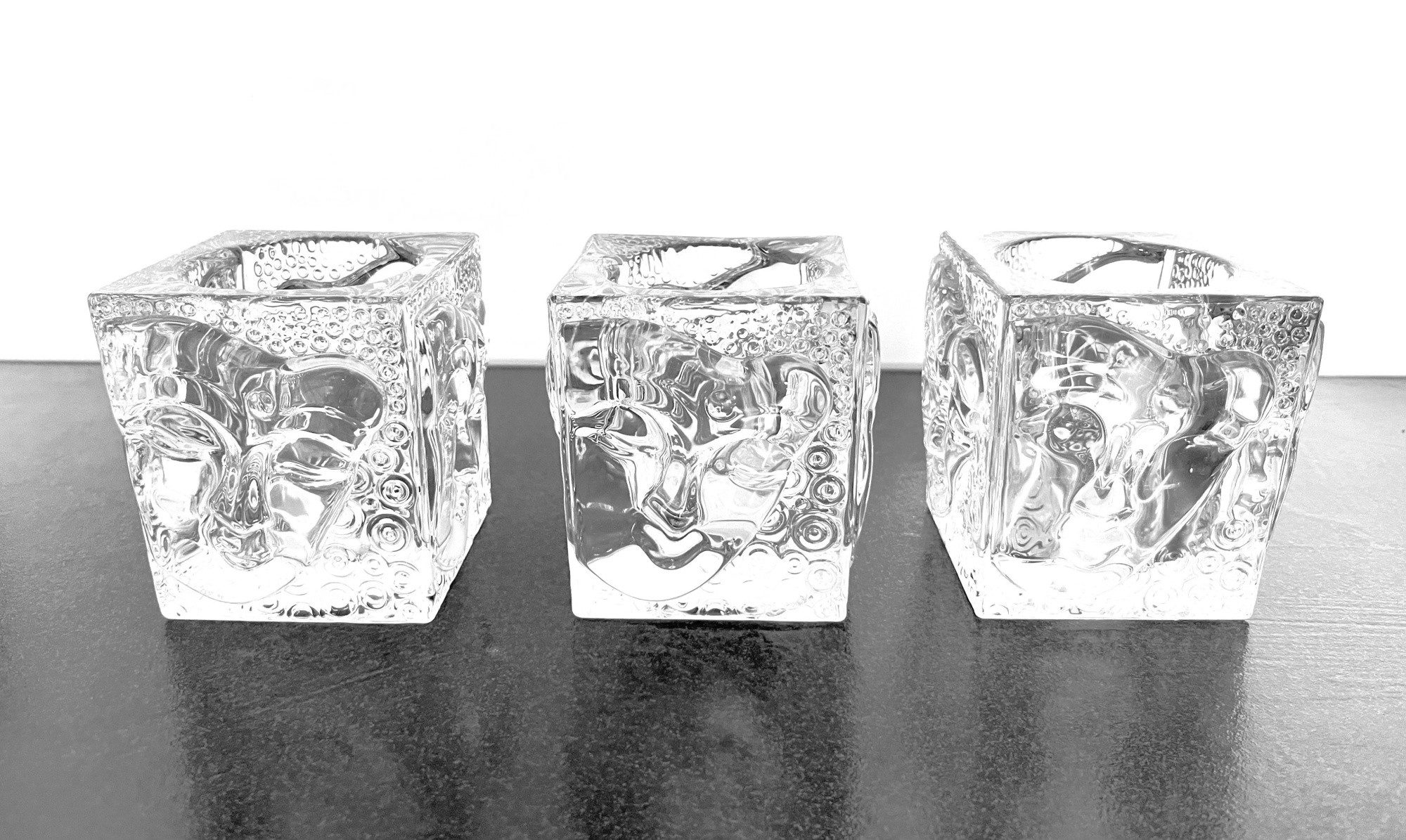 Cor Mulder Настольные лампы Настольные лампы Glas Transparent Buddha Gesicht 3er Set 9 cm, 3er Set