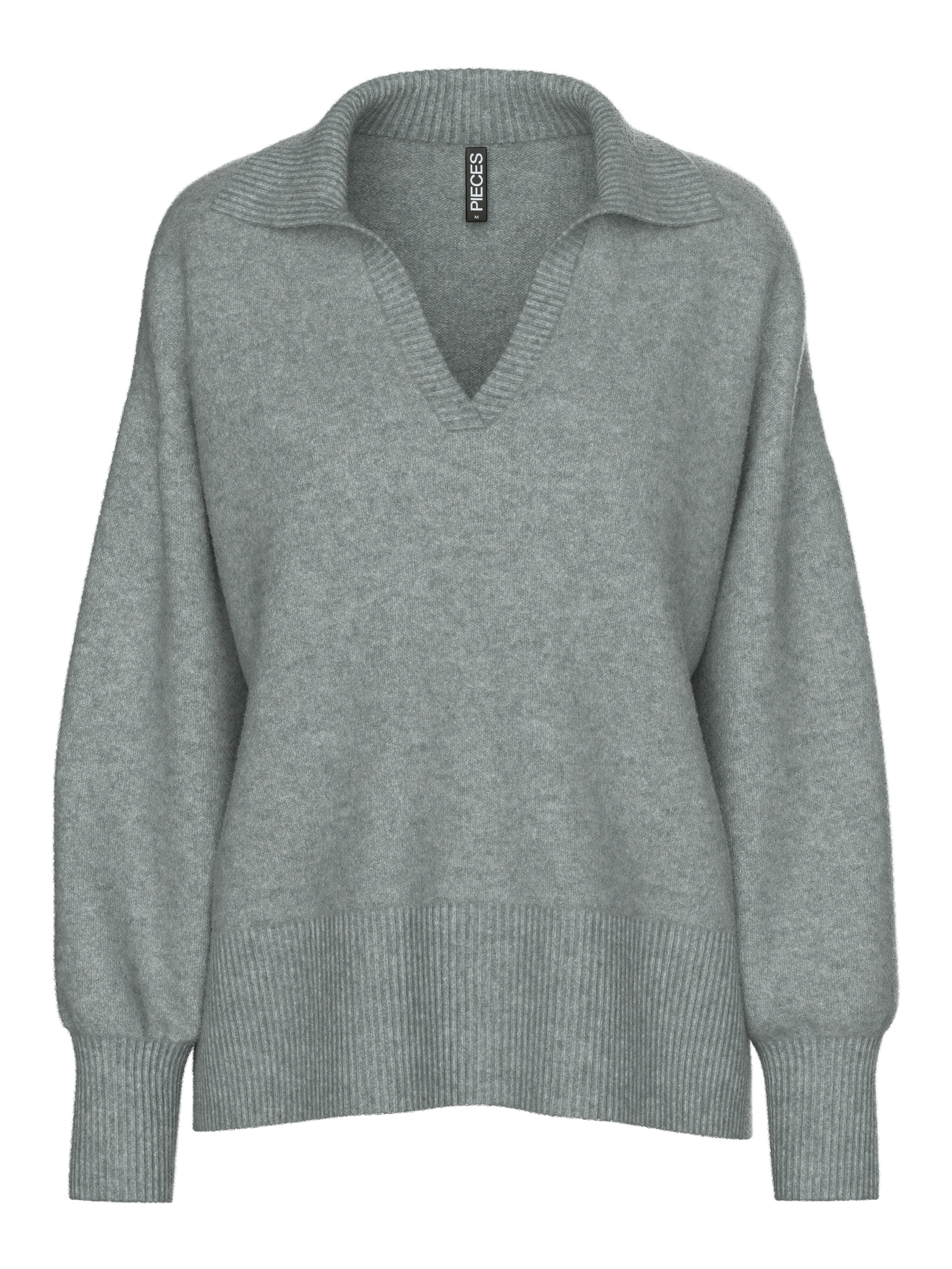 pieces V-Ausschnitt-Pullover PCMALOU LS POLO KNIT NOOS BC günstig online kaufen