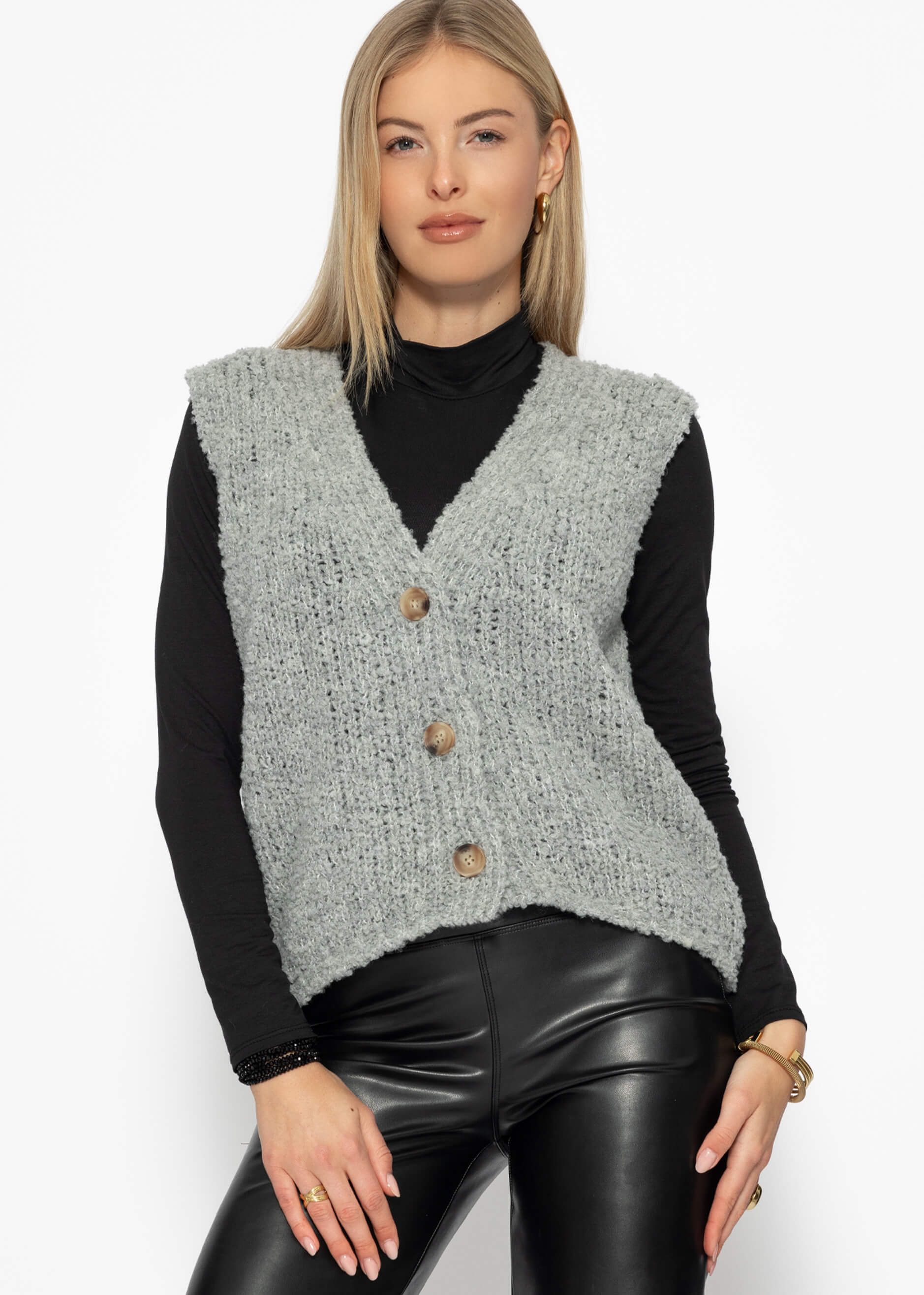 SASSYCLASSY Kurzweste Oversize Strickweste Damen mit günstig online kaufen