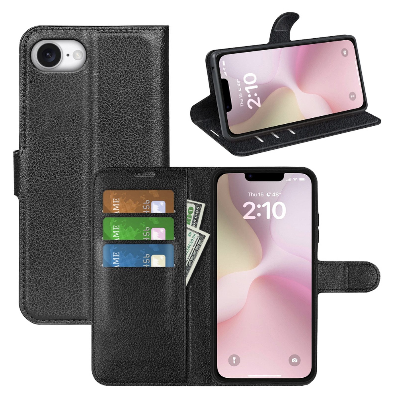 betterfon Handyhülle Leder Hülle für iPhone - Wallet Case Klapphülle, 3 Kartenfächer, Magnetverschluss & Standfunktion im Lederlook