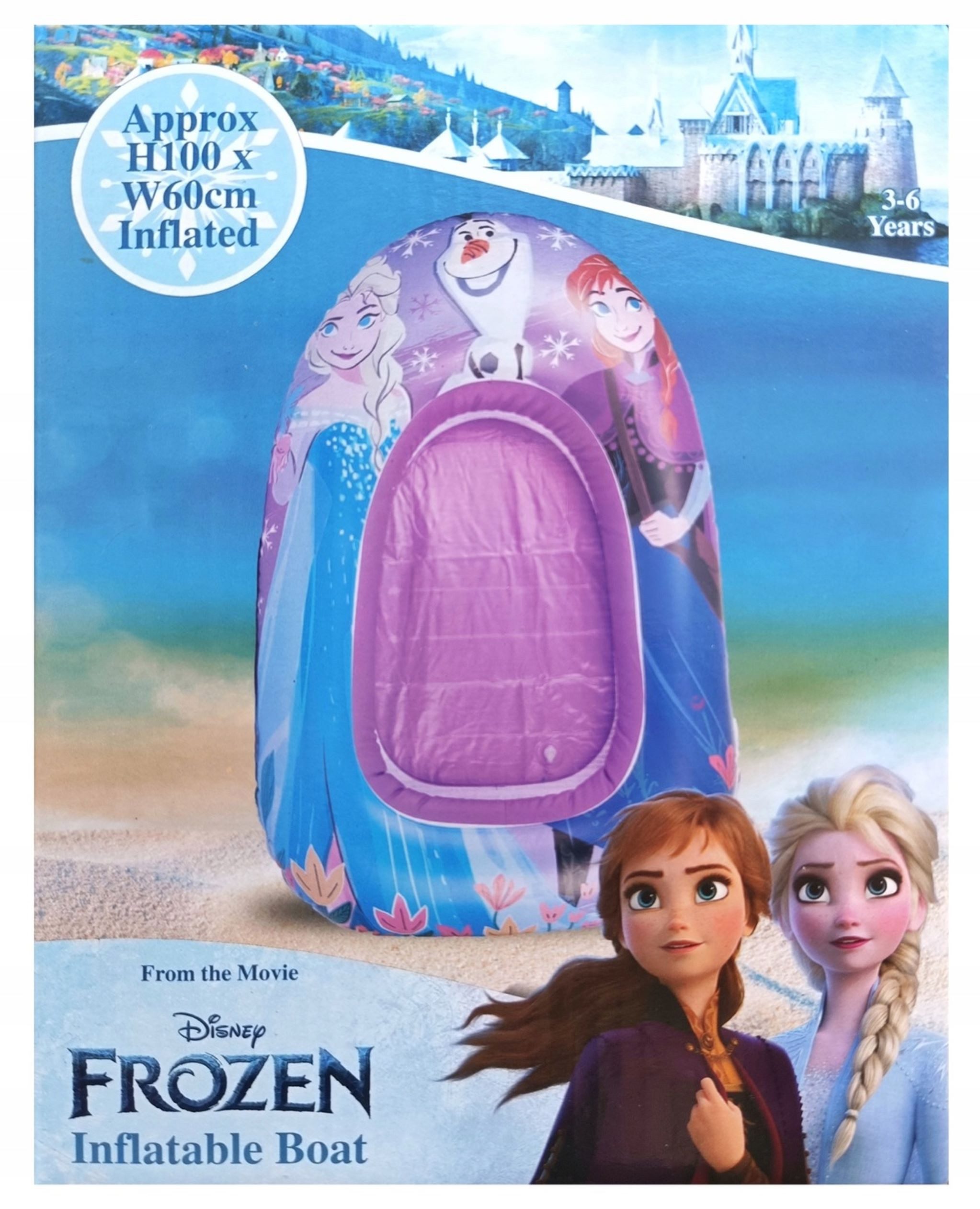 Festivalartikel Kinder-Schlauchboot Frozen Boot 100 x 60 cm - Aufblasbares Boot für Kinder - Elsa und Anna
