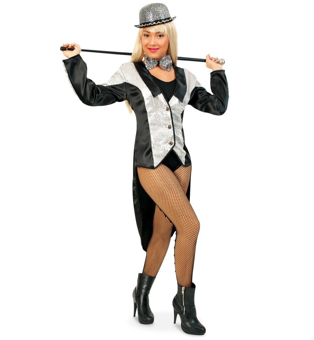 Fries Kostüm Damen Pailletten Frack Jacke in Rot Gold oder Silber Karneval, Hohe Qualität