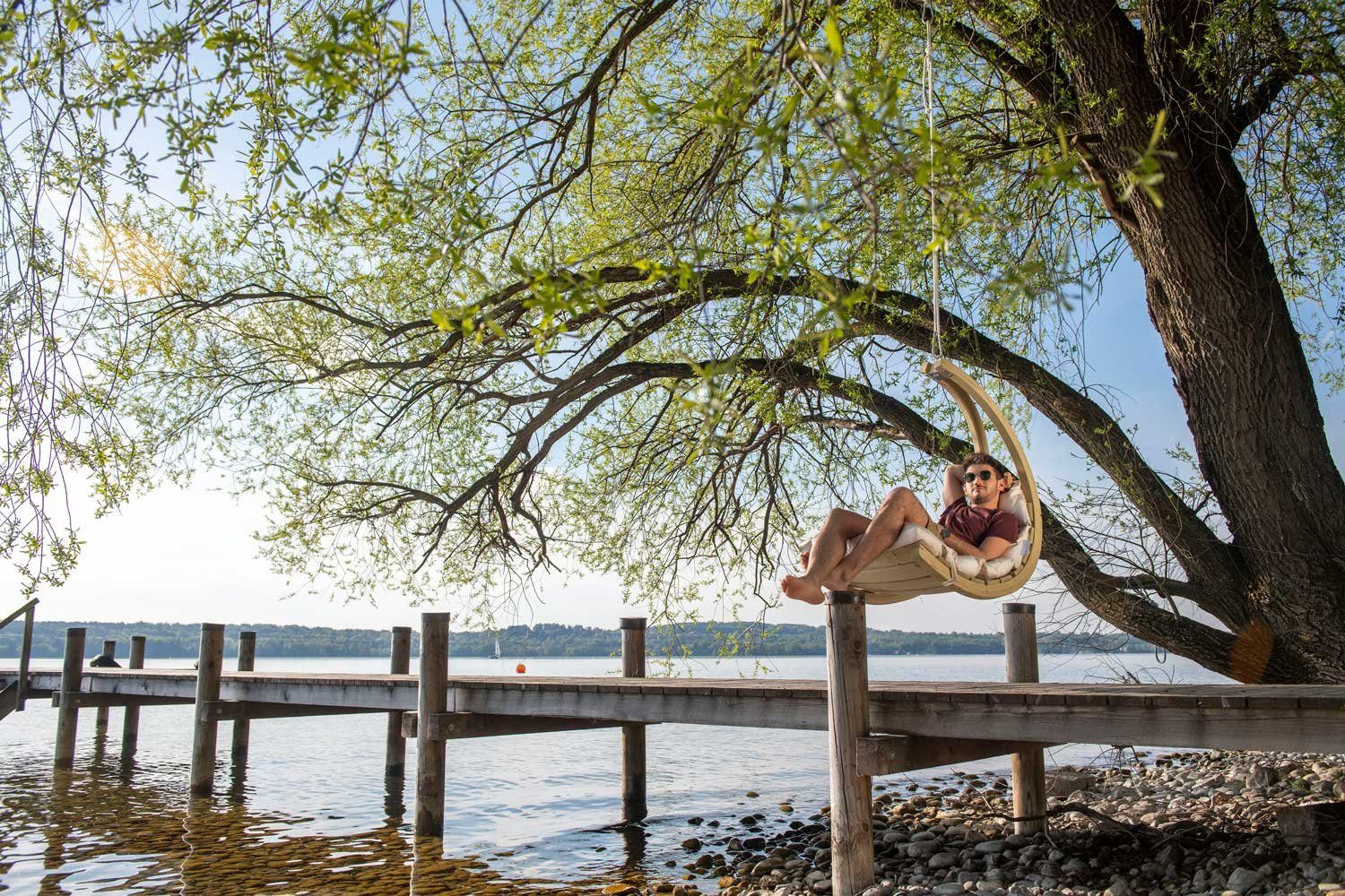 Amazonas Hängesessel Hängesessel Swing Chair creme + Sitzkissen + Schwingfeder