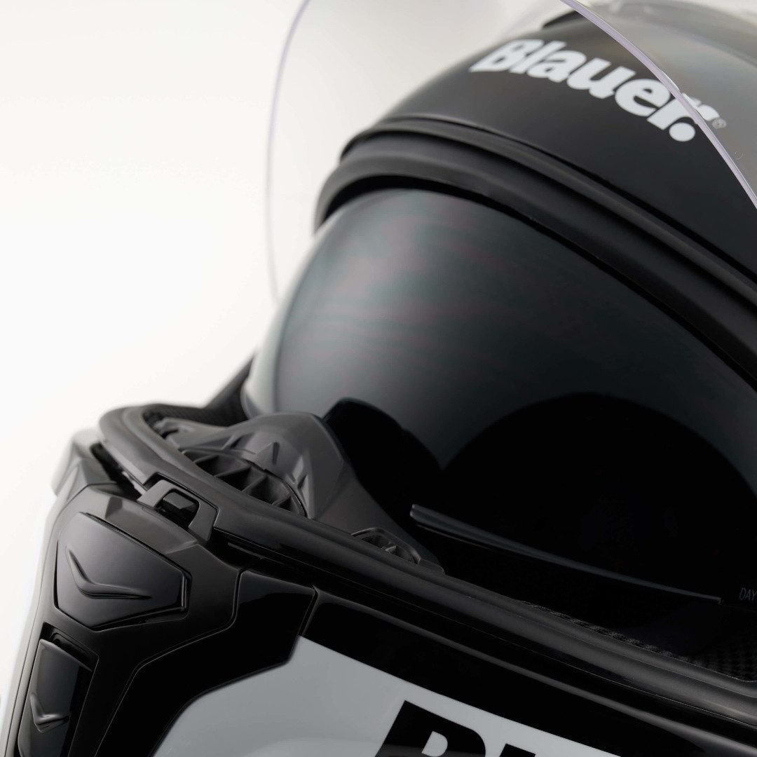 Blauer Motorradhelm FF-01 Helm, vorbereitet für Kommunikationssystem,Notfallsystem-Polsterung (EQ