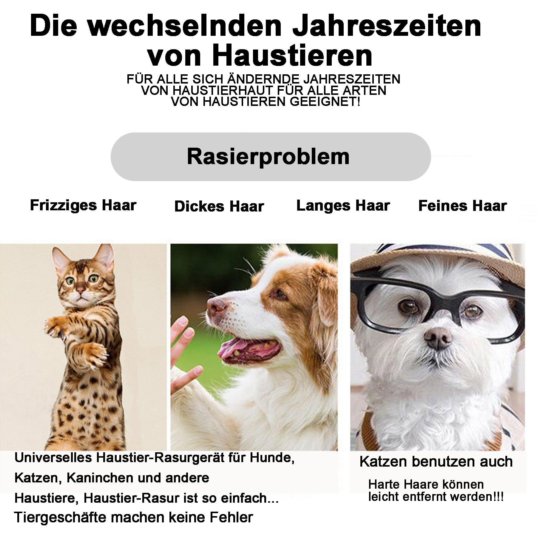 Senmudi Hundeschermaschine Leise Hundeschermaschine,Hund Katze Tierhaarschneidemaschine, Elektrische Hundetrimmer,Schnurlosen Haarschneidemaschine, Profi Schermaschine,für Langhaar Katze dicke,verfilzte Tierhaare