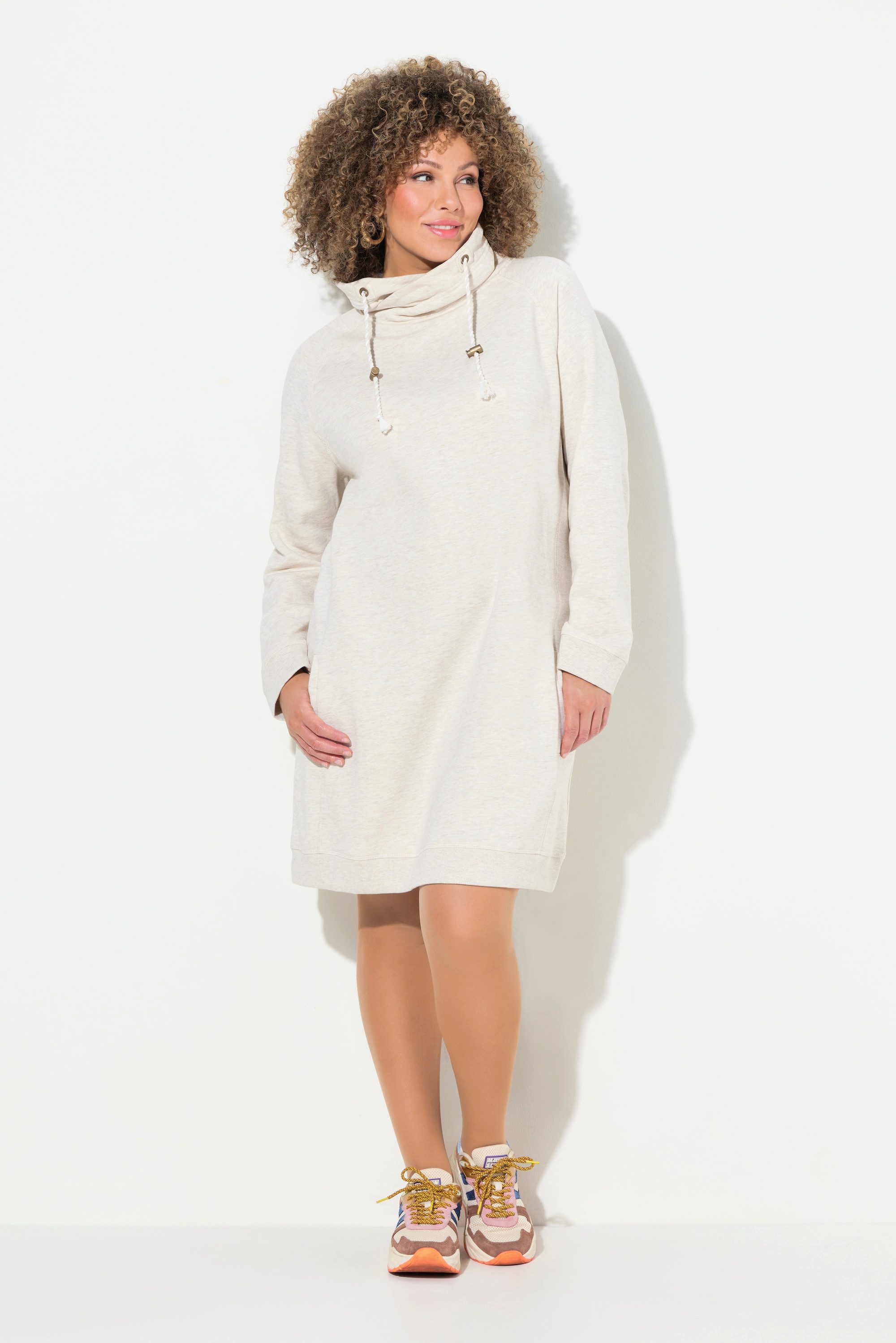 Ulla Popken Jerseykleid Sweatkleid Stehkragen Langarm günstig online kaufen