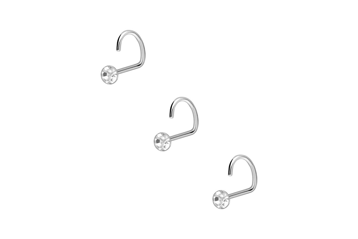 PIERCINGLINE Nasenpiercing SET 925er Silber Nasenstecker Spirale KRISTALL ( günstig online kaufen