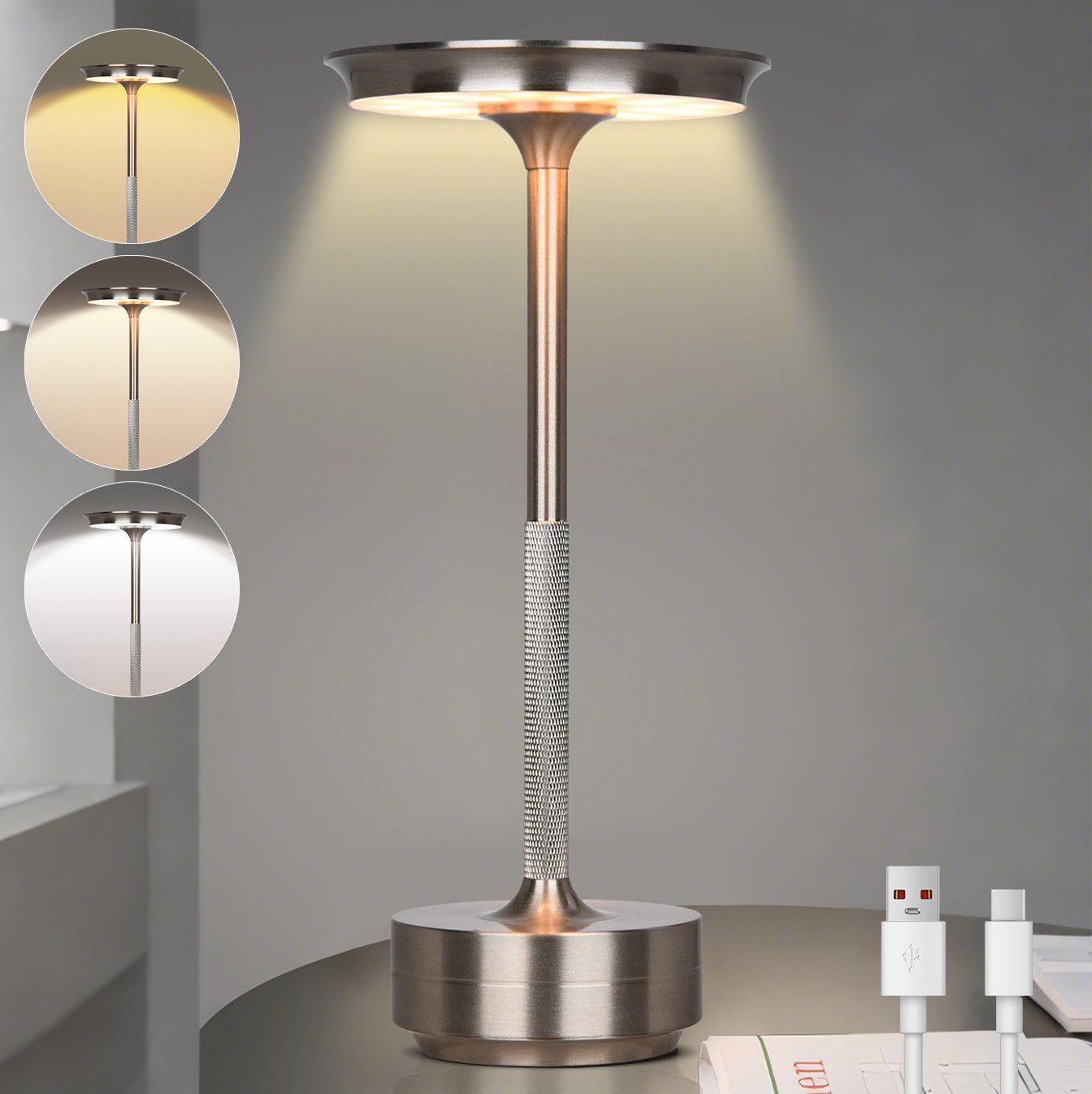LMaxhome USB-Tischleuchte LED Wiederaufladbare Kabellose Akku günstig online kaufen