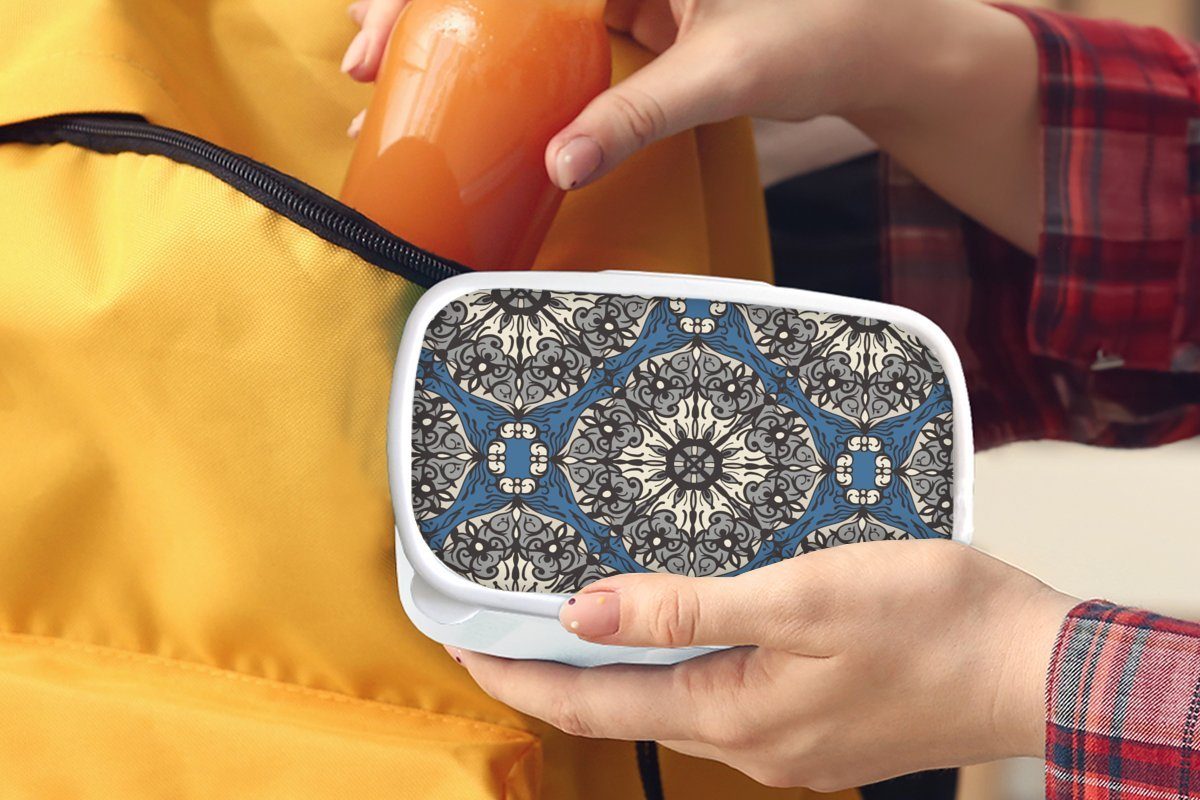 Mandala Brotbox und Lunchbox - (2-tlg), für Mädchen und weiß Erwachsene, für - Jungs Muster MuchoWow Vintage, Kunststoff, Kinder Brotdose,