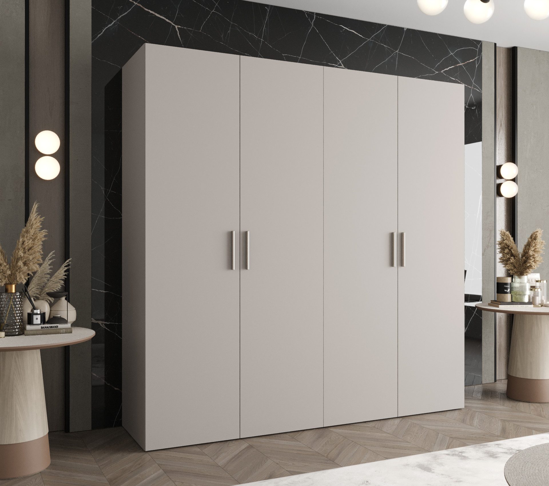 ABIKS MÖBEL Drehtürenschrank BARI 1 Schlafzimmerschrank mit Kleiderstange und Regalen Garderobenschrank Kleiderschrank in 5 verschieden Breiten und 4 Farben
