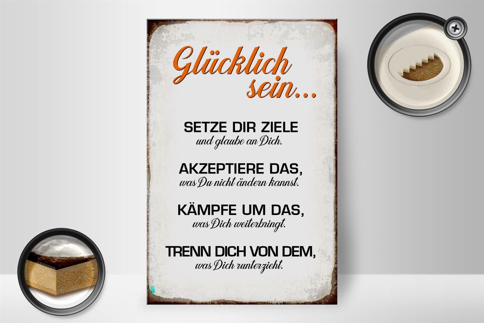 Femer GmbH Holzbild Spruch 20x30cm glücklich günstig online kaufen