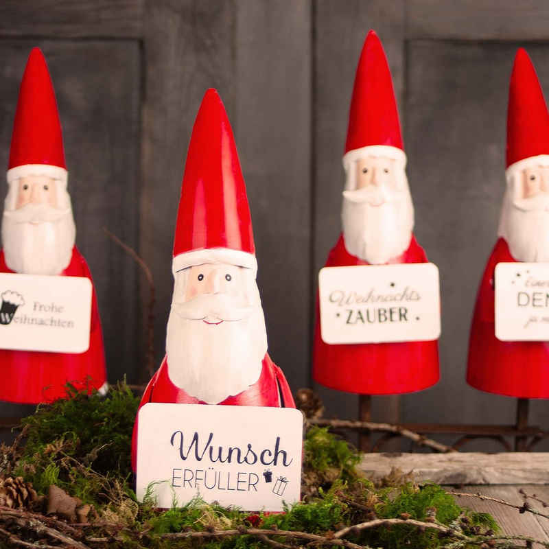 Paulslandhaus Gartenfigur Zaunhocker Weihnachtsmann Pfostenhocker Nikolaus Weihnachtsdekoration