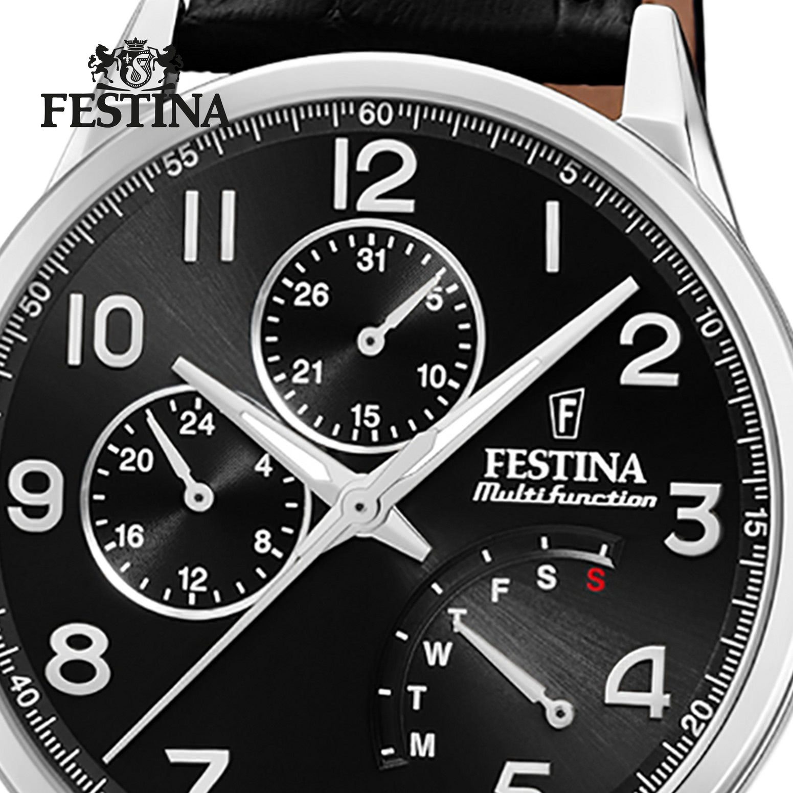 Festina Multifunktionsuhr Festina Herren Leder, Herren blau Uhr Lederarmband rund, Armbanduhr F20278/C