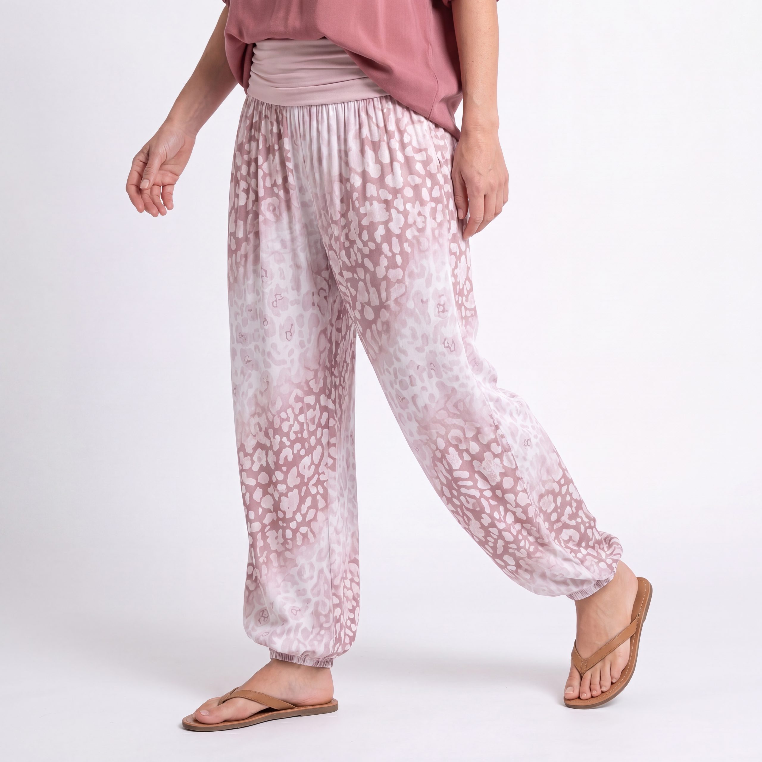OriginalYou Haremshose Flatterhose Damen Sommerhose weite Haremshose Leo Print mit elastischem Bund, sommerliches Design, Middle Waist