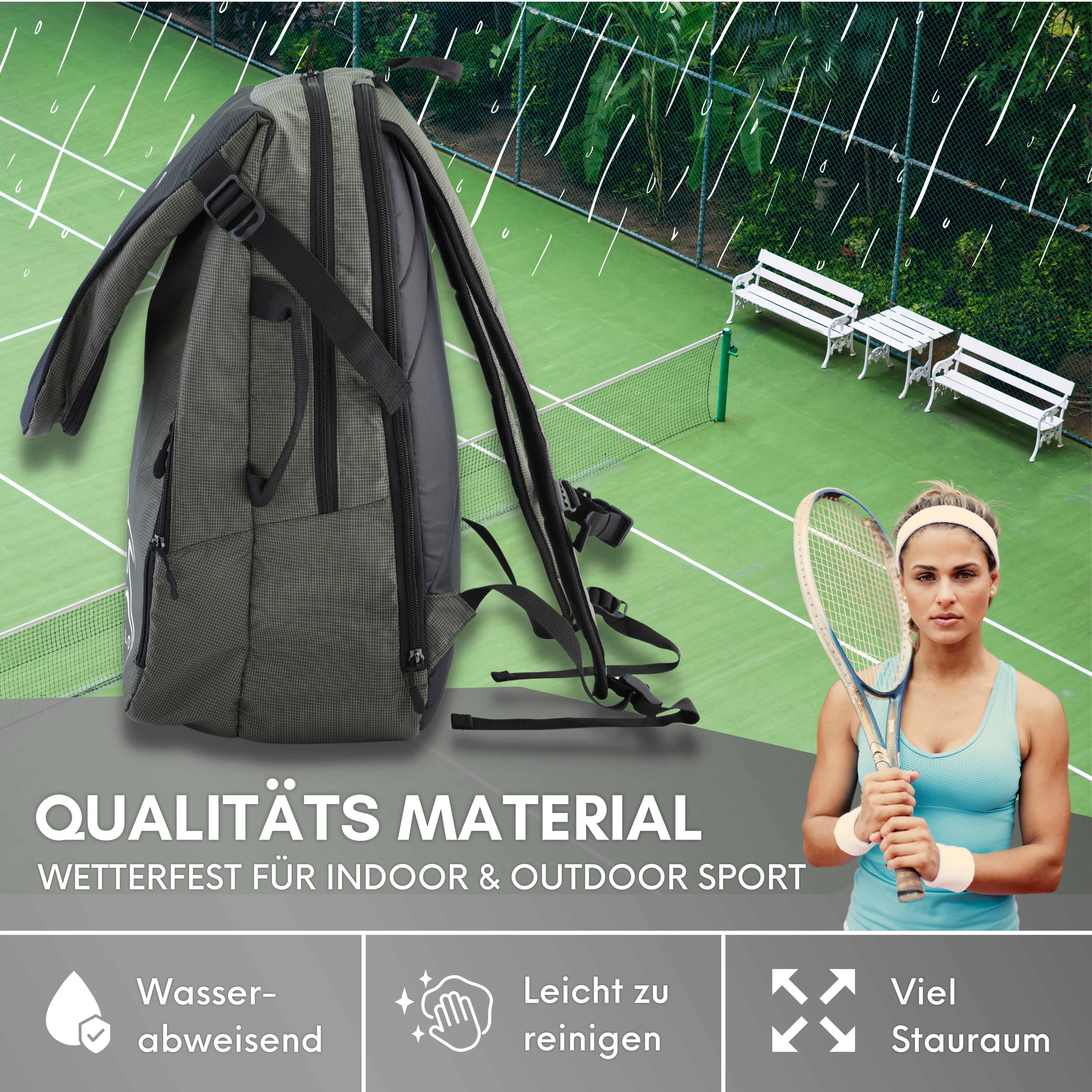 BALLO® Tennisrucksack Tennistasche Schlägertasche Rucksack Tasche Tennis Badmintion, Wasserfest, vollständiges Schlägerfach