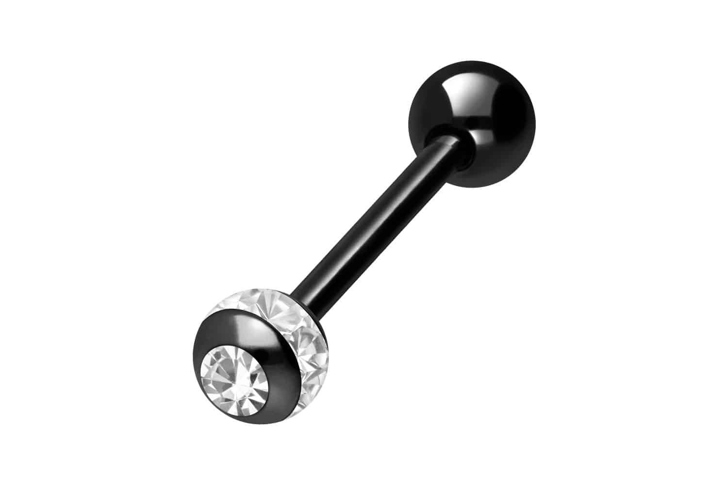 Brustwarzenpiercing Chirurgenstahl Barbell EPOXY-RING-KUGEL + KRISTALL +