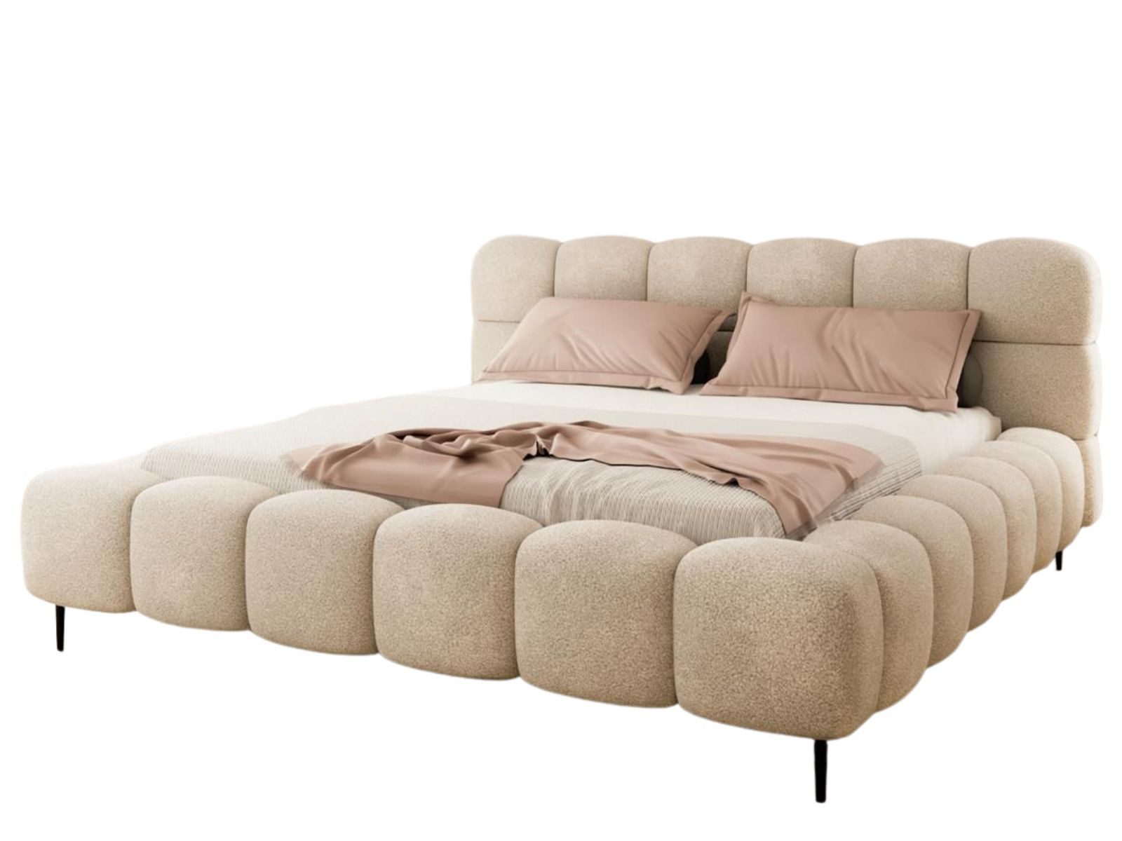 Compleo Polsterbett Doppelbett gepolstert mit Füßen, modernes Polsterbett BUBBLE, MADE IN EU – Bild 4 von 5