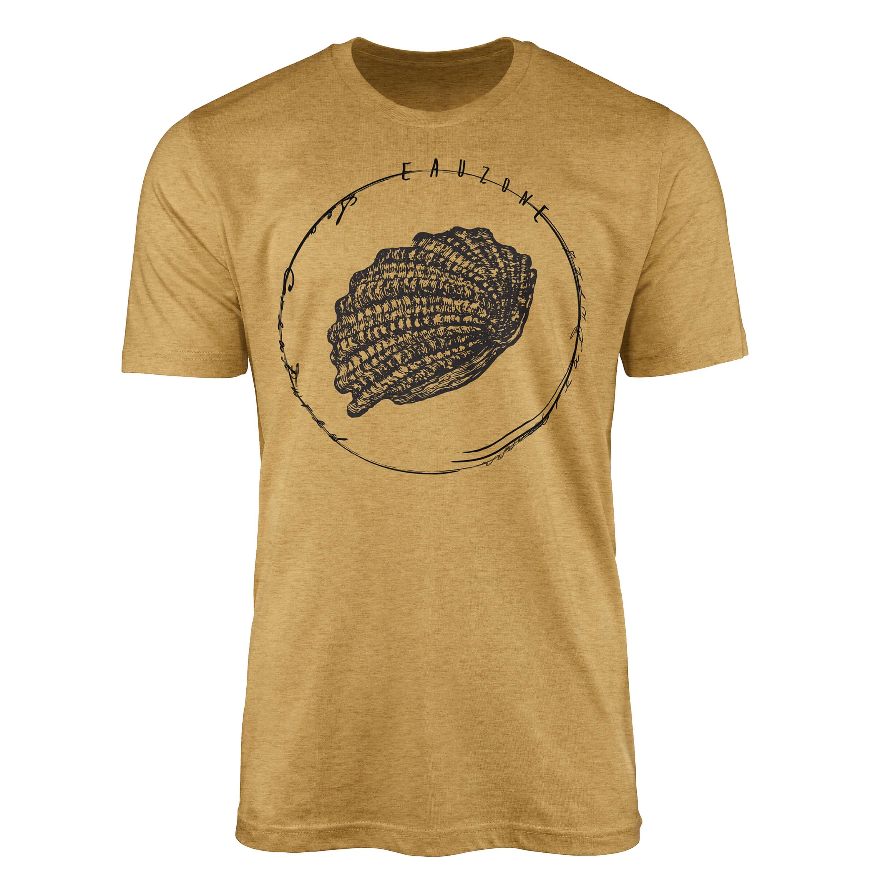 Sinus Art T-Shirt T-Shirt Tiefsee Fische - Serie: Sea Creatures, feine Struktur und sportlicher Schnitt / Sea 067 Antique Gold