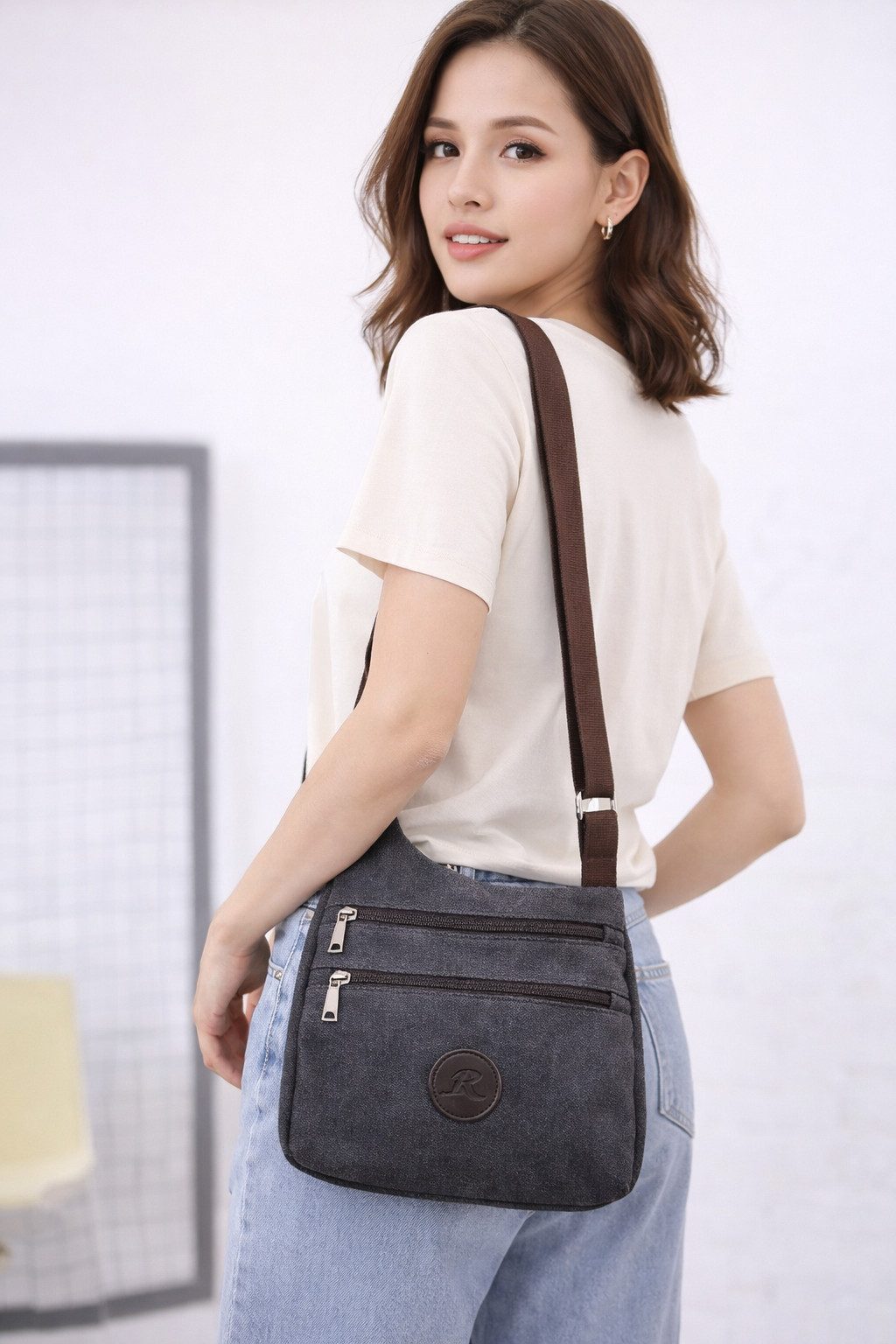 M-Diamant Umhängetasche Shultertasche Brusttasche Reisetasche Ausflugtasche Crossbody, Multifunktionales Design