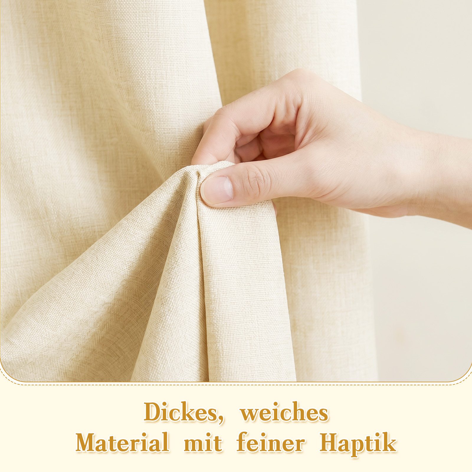 M&W DAS DESIGN Duschvorhang Shower curtains Anti schimmel Waschbar Mit gewicht Schwer Leinen beige Breite 180 cm – Bild 4 von 5