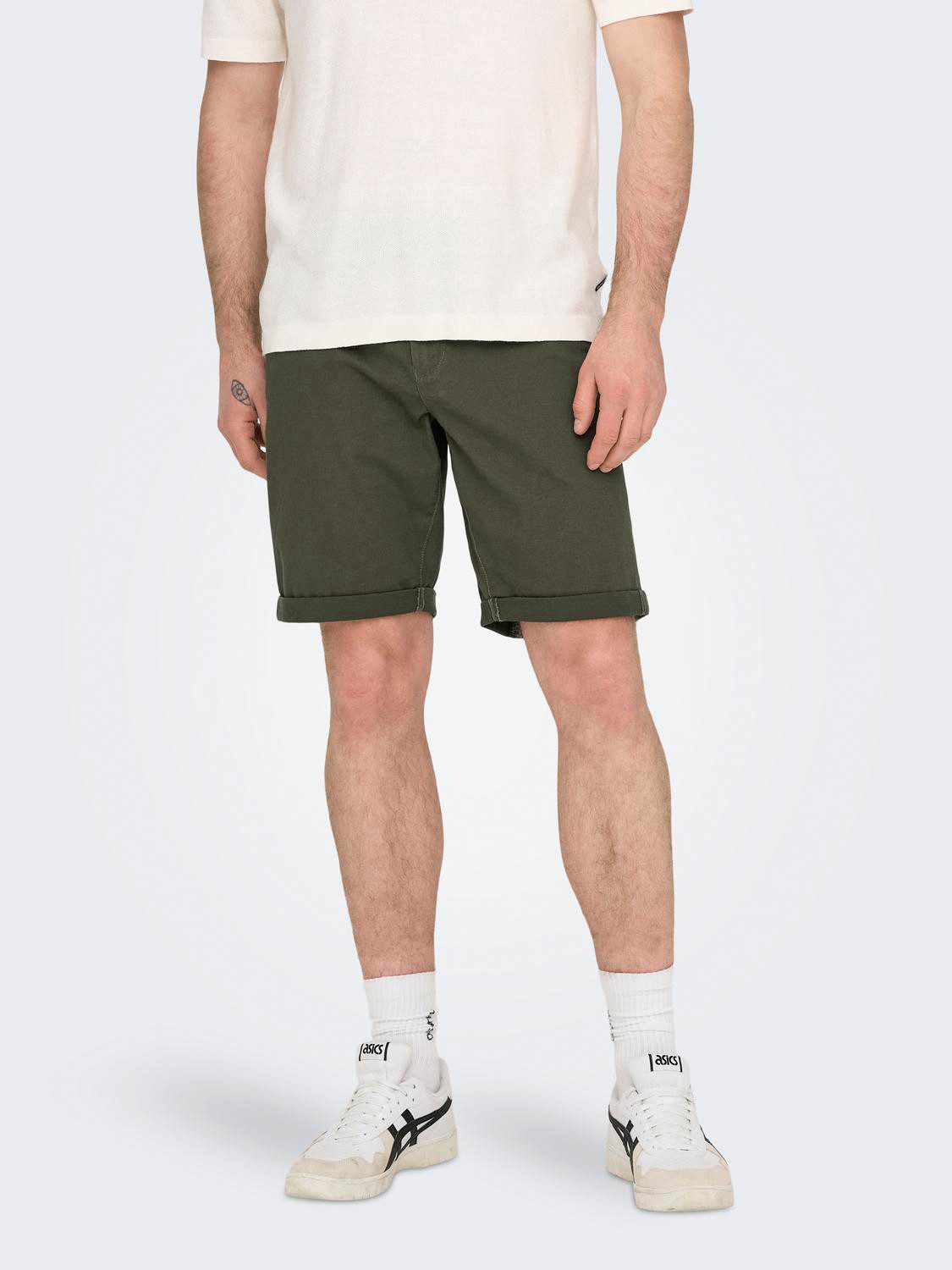 ONLY & SONS Chinoshorts Casual Summer Pants für Herren Recyceltes Material, Baumwolle nachhaltig Regular Fit unifarben