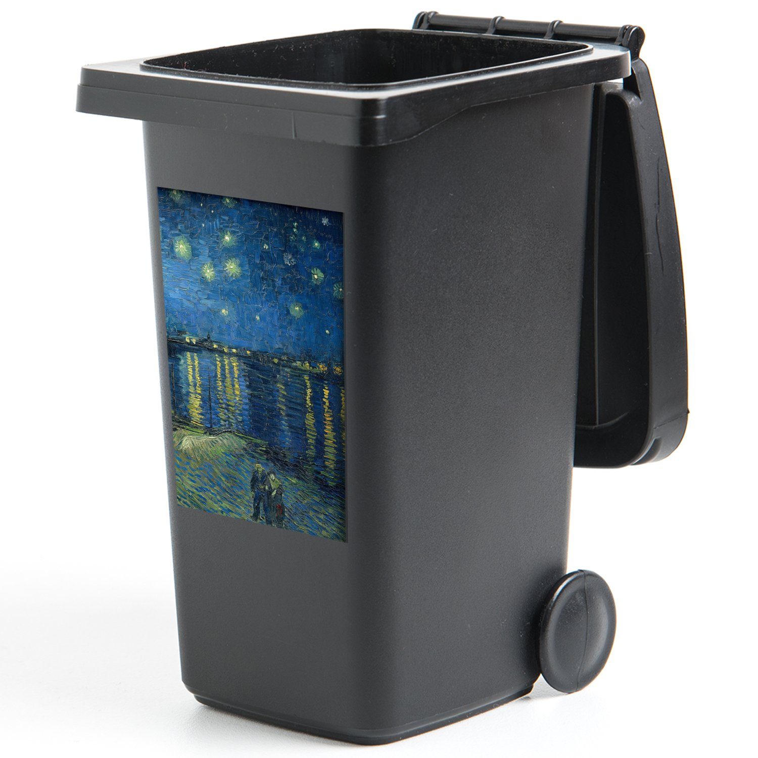 sternenklare van Gogh Sticker, Mülltonne, Container, Die MuchoWow Mülleimer-aufkleber, Abfalbehälter - (1 Wandsticker Vincent St), Nacht
