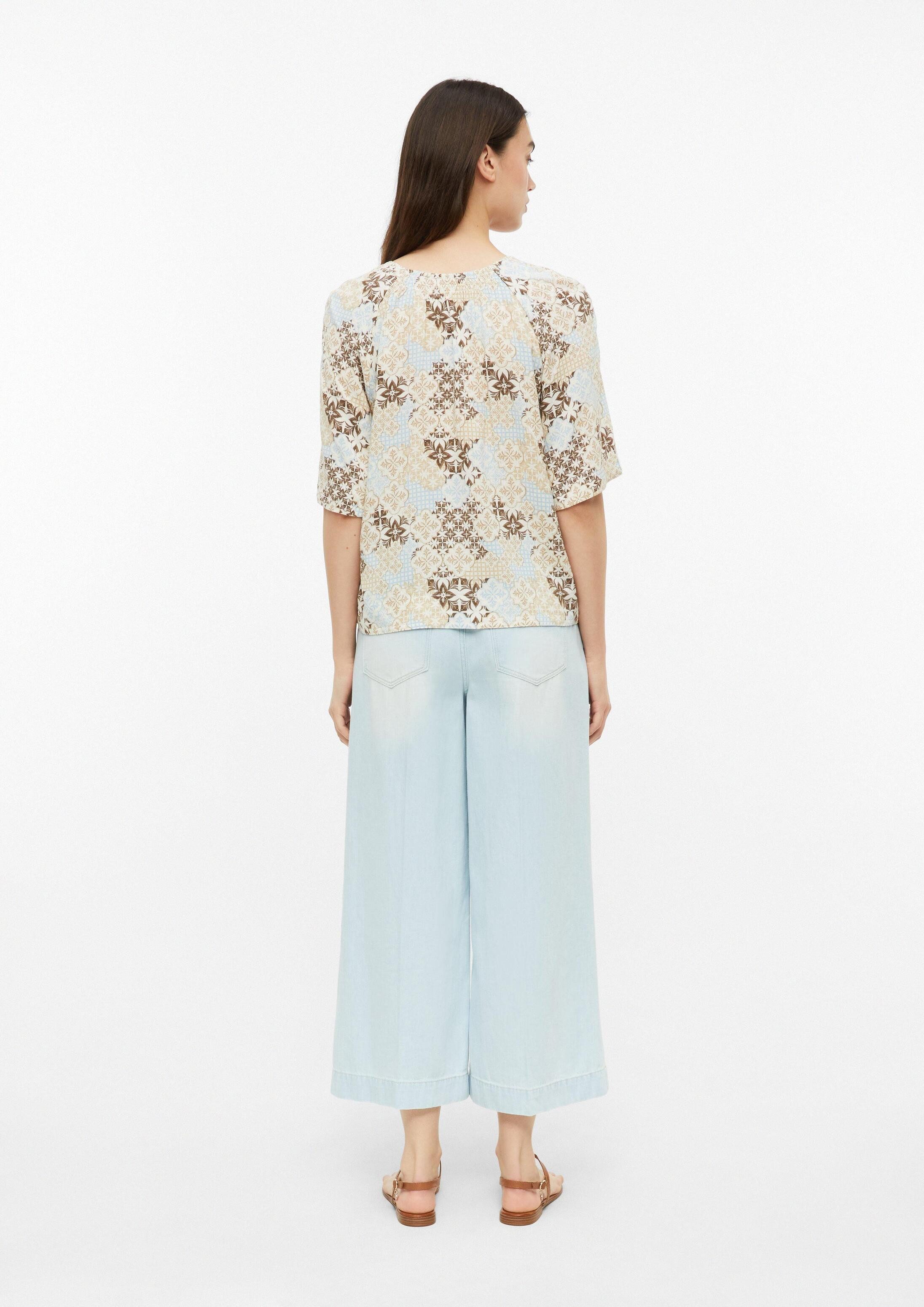 s.Oliver Kurzarmbluse Bluse Gecrêpte Bluse aus Viskosemix