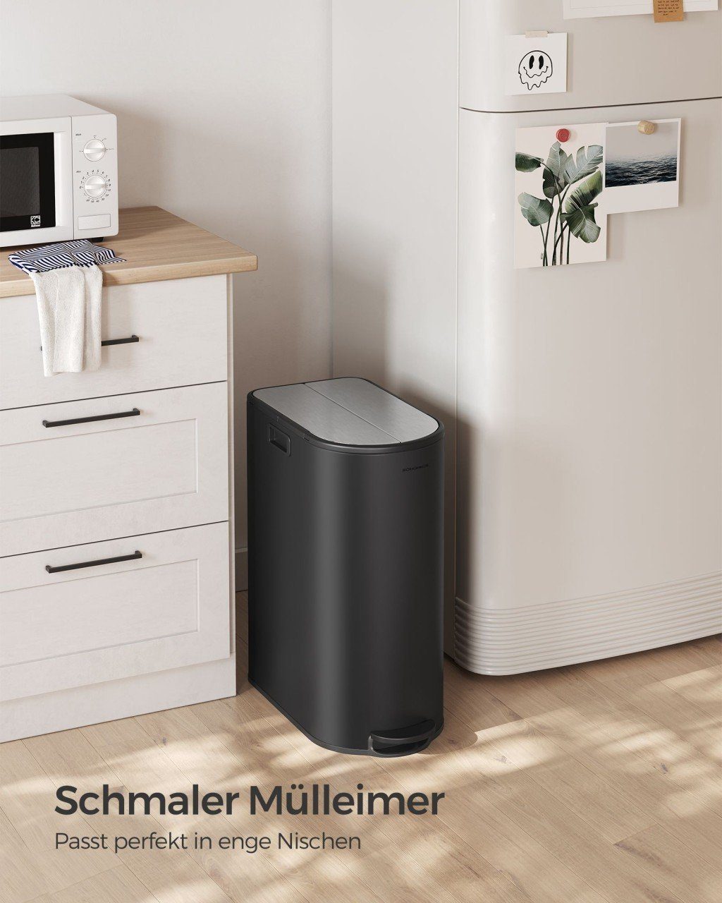 SONGMICS Mülleimer, Küche, Mülltrennsystem 2 Fächer, 30 L und 20 L