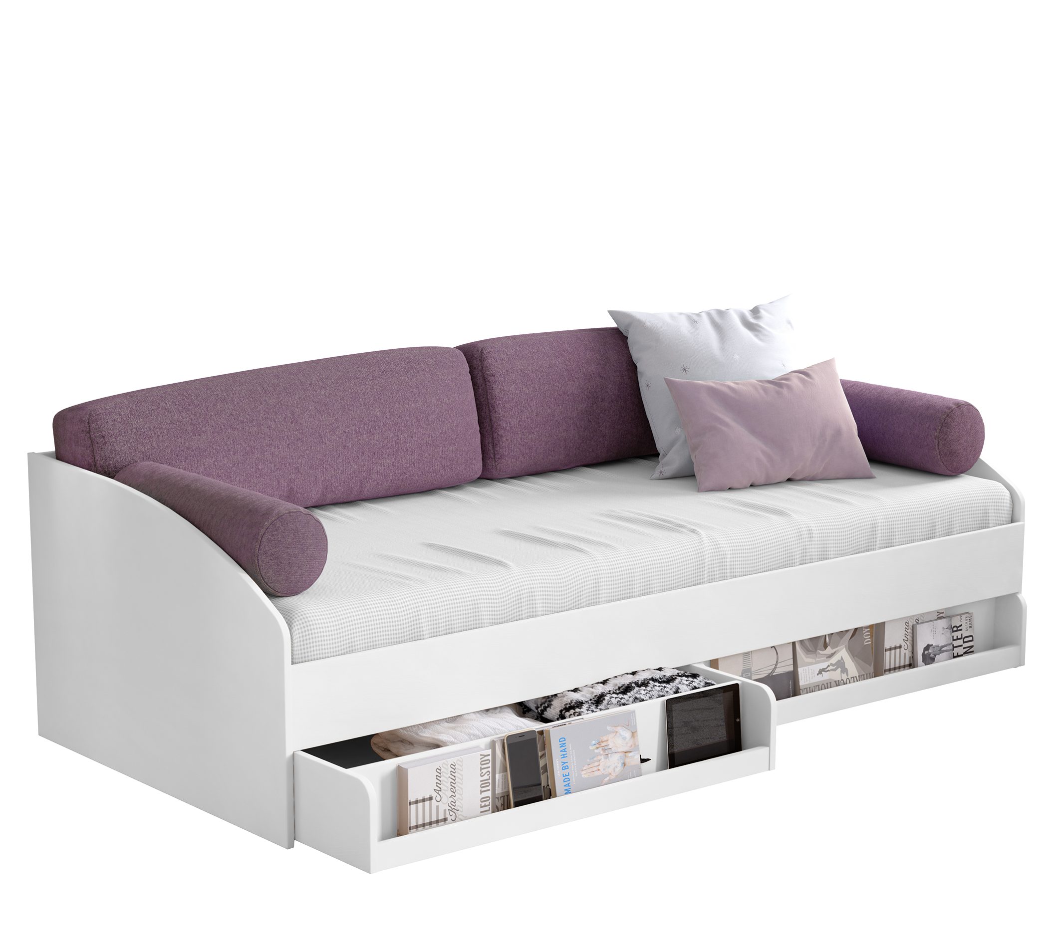 Möbel-Zeit Bett LINE Sofabett, 90x200 cm - weiß