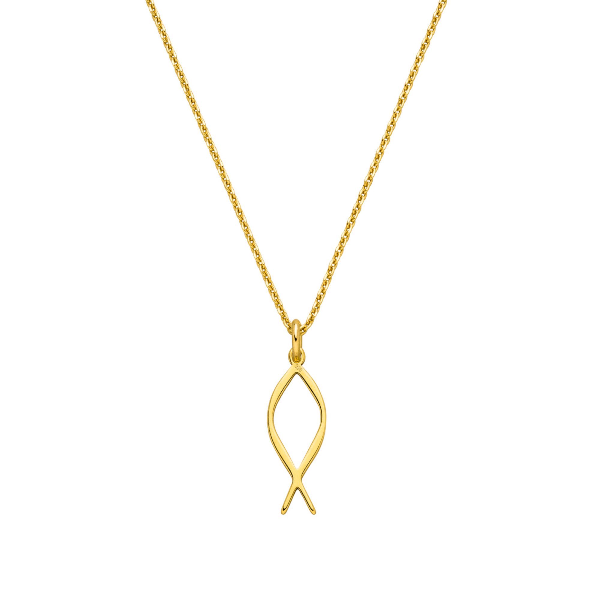 SCHOSCHON Kette mit Anhänger Fisch (Halskette Ichthys, 925 Silber), filigra günstig online kaufen